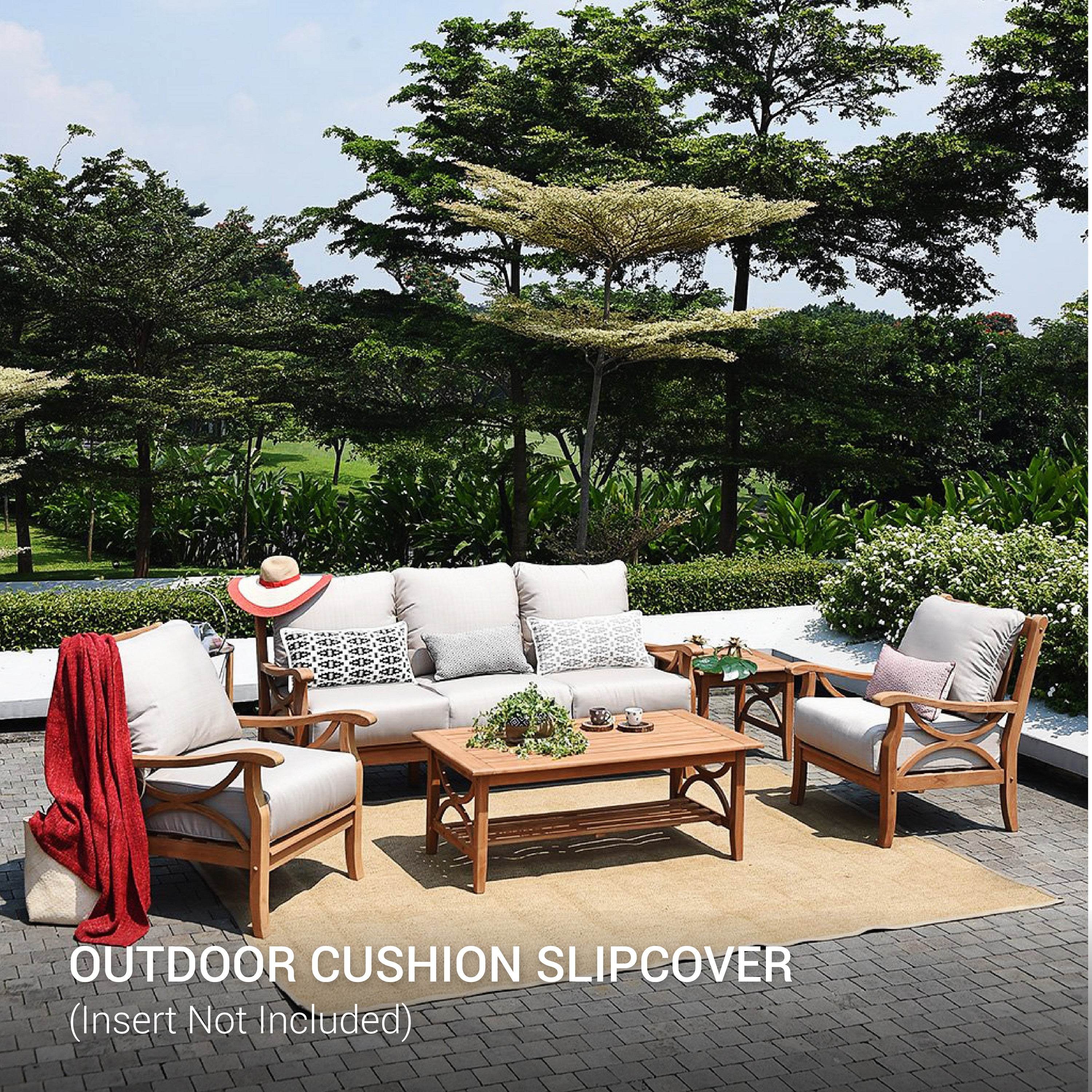 Abbington 5 Piece Patio Conversation Outdoor Beige Cushion Slipcover Replacement - Image 2