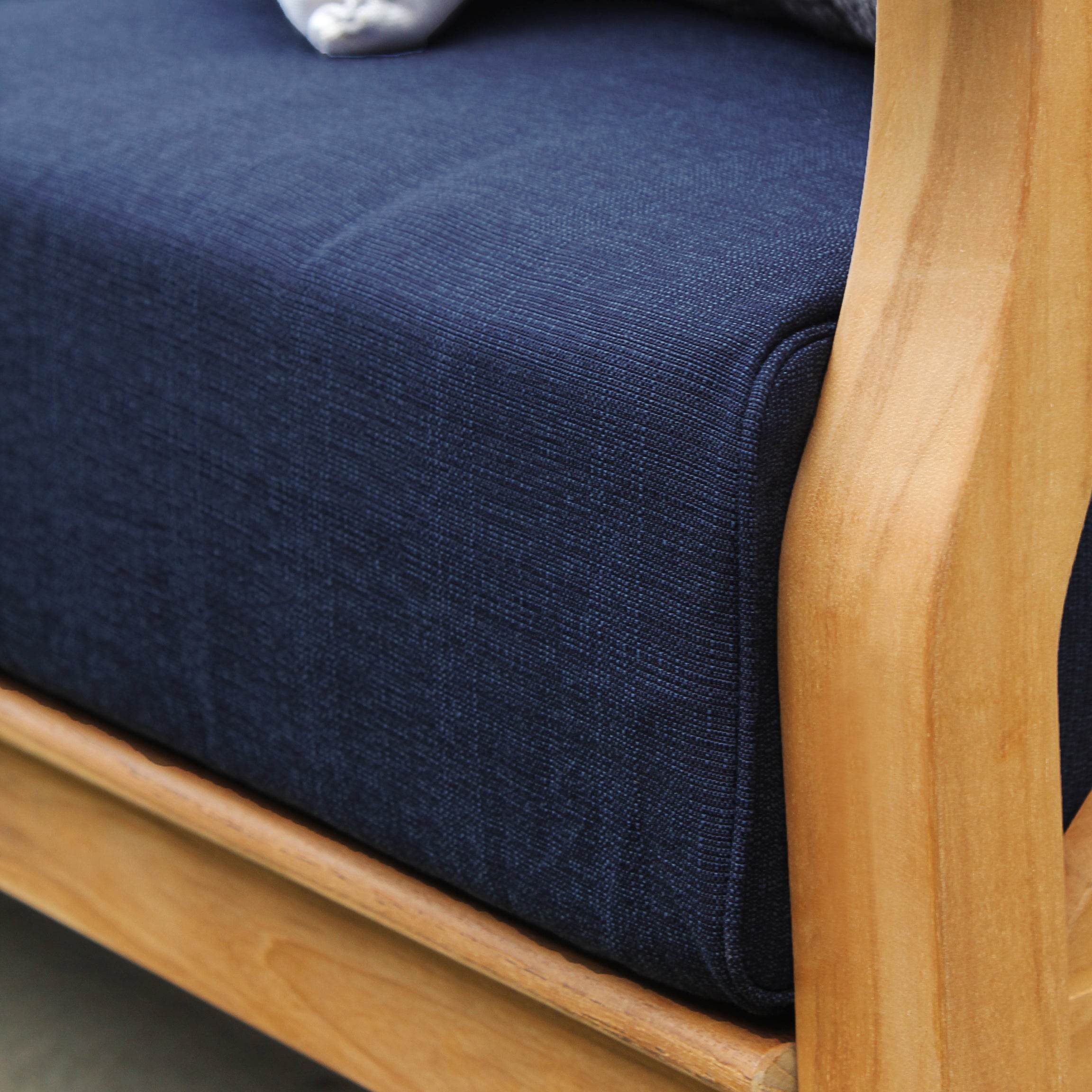 Abbington 5 Piece Teak Wood Patio Conversation Set with Navy Cushion - Image 9