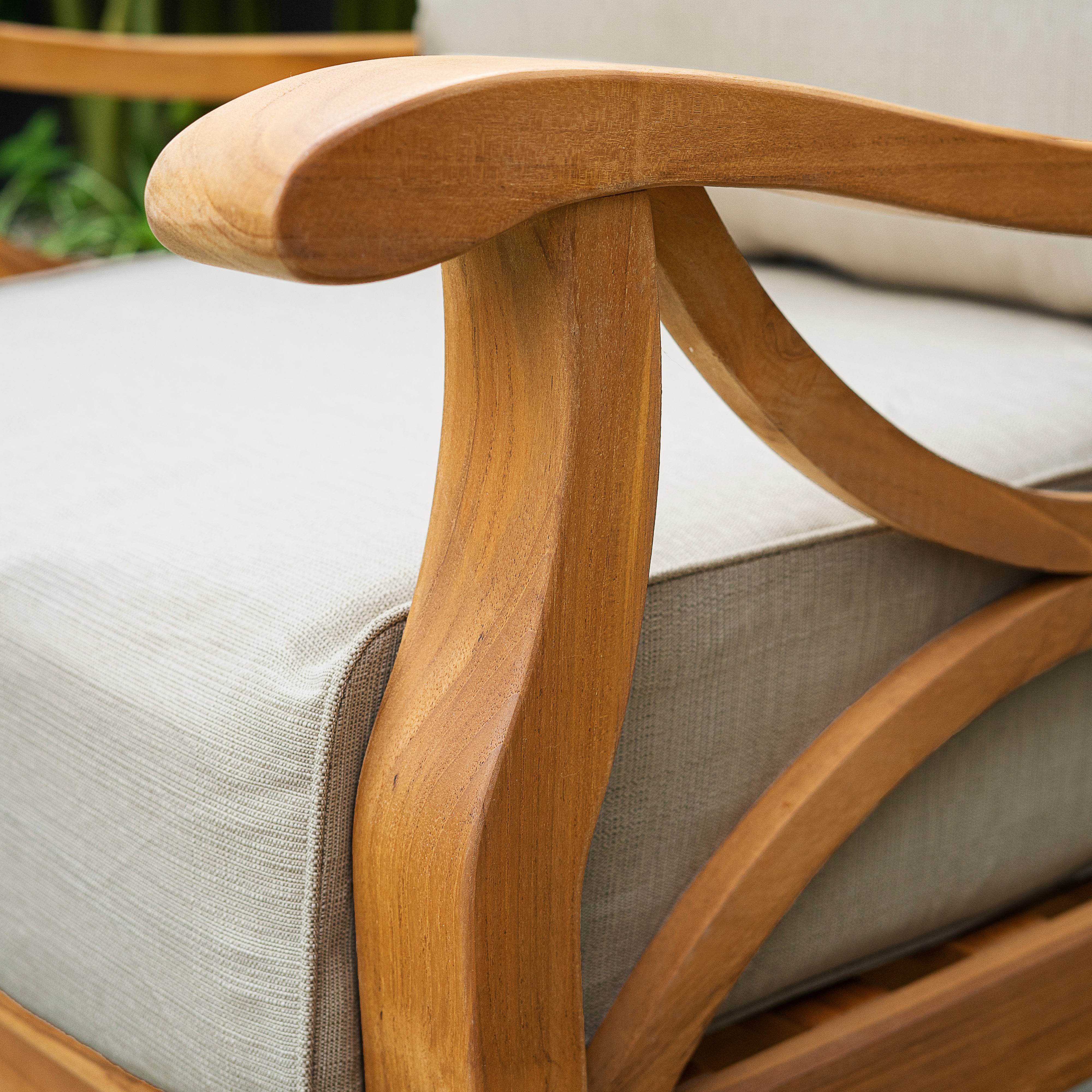 Abbington Solid Teak Wood 4 Piece Outdoor Conversation Set with Beige Cushion - Image 8