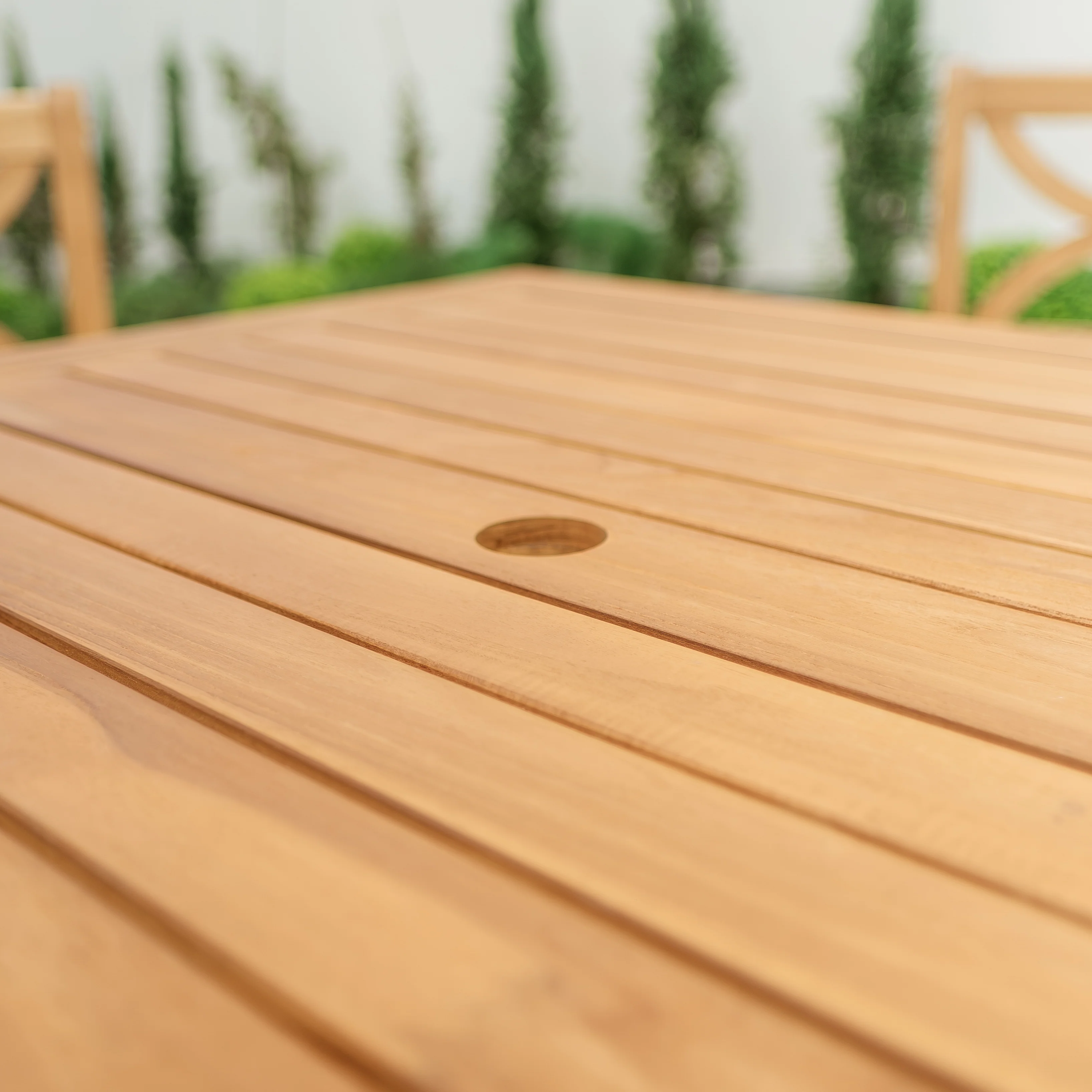 Abbington Solid Wood 5 Pieces Outdoor Dining Set with Beige Seatpad - Image 11