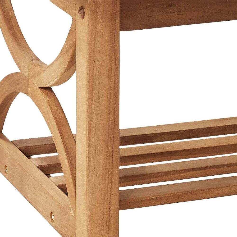Abbington Teak Wood 5 Piece Patio Conversation Set with Navy Cushion - Image 13