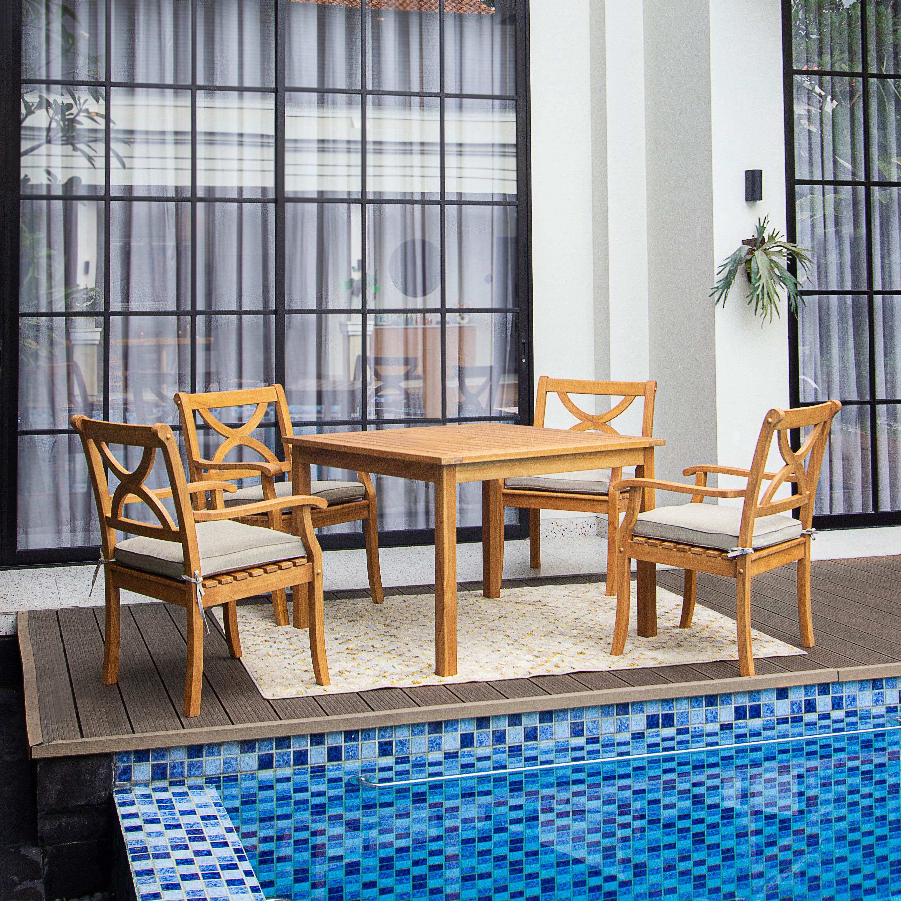 Abbington Teak Wood 5 Pieces Outdoor Dining Set
