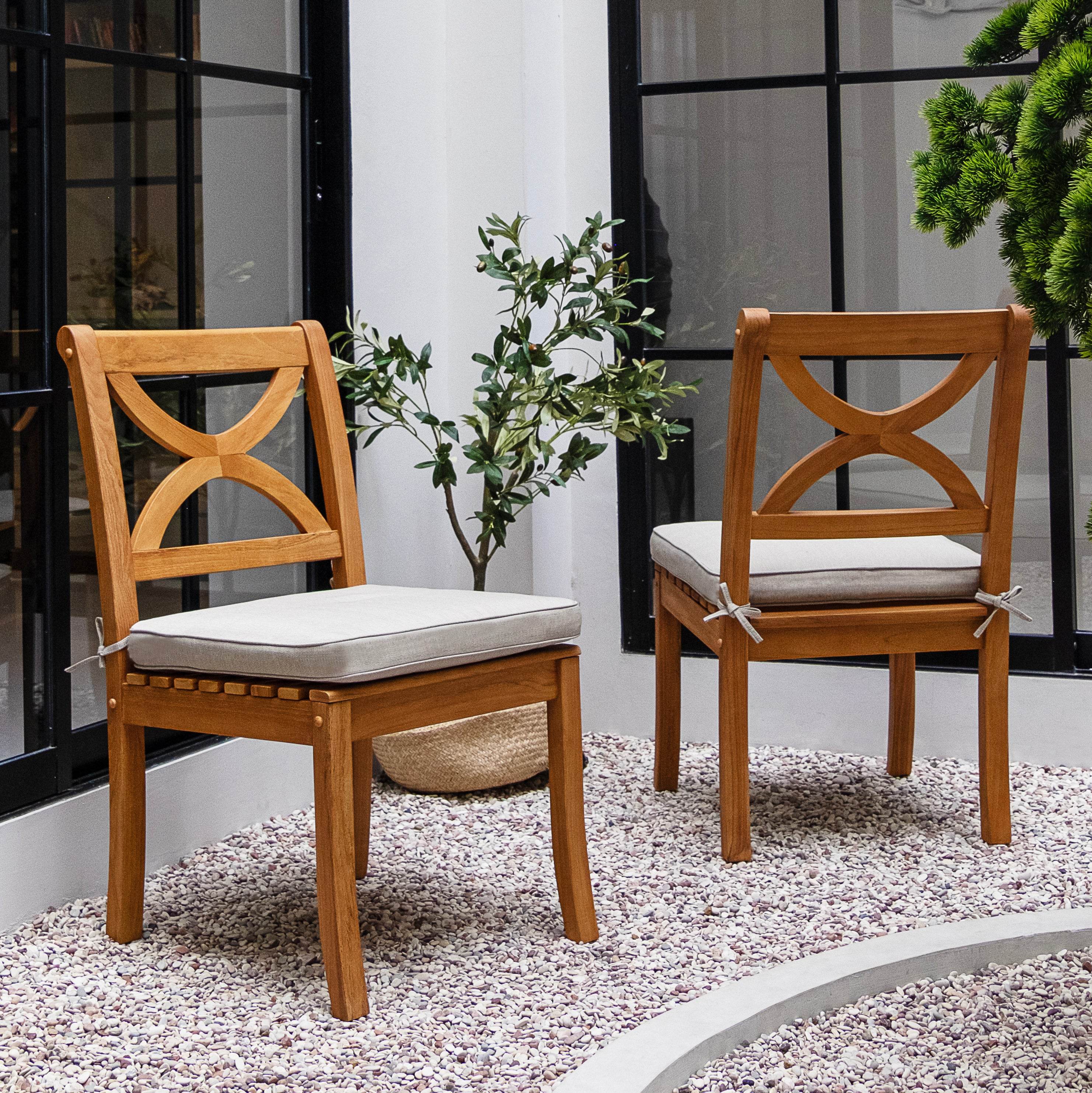 Abbington Teak Wood 5 Pieces Outdoor Dining Set with Round Dining Table - Image 6