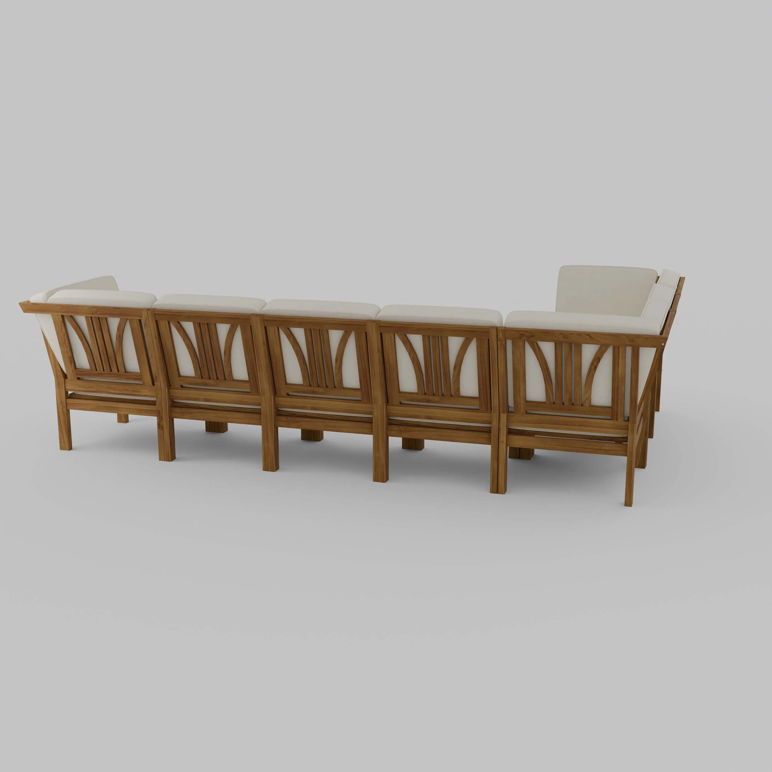Abbington Teak Wood 8 Piece Patio Sectional Set with Beige Cushion - Image 41