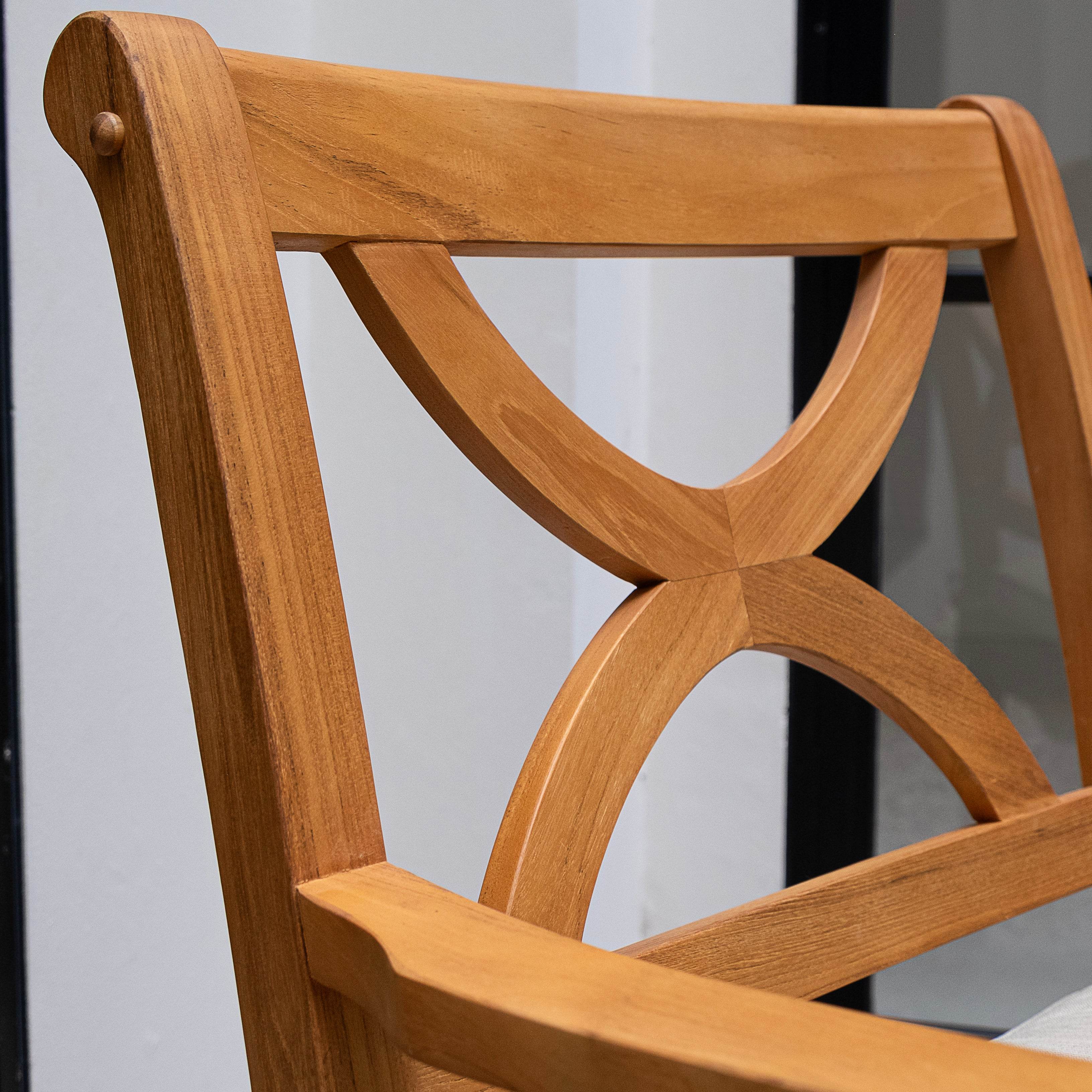 Abbington Teak Wood Outdoor Dining Chair with Beige Seatpad - Image 7
