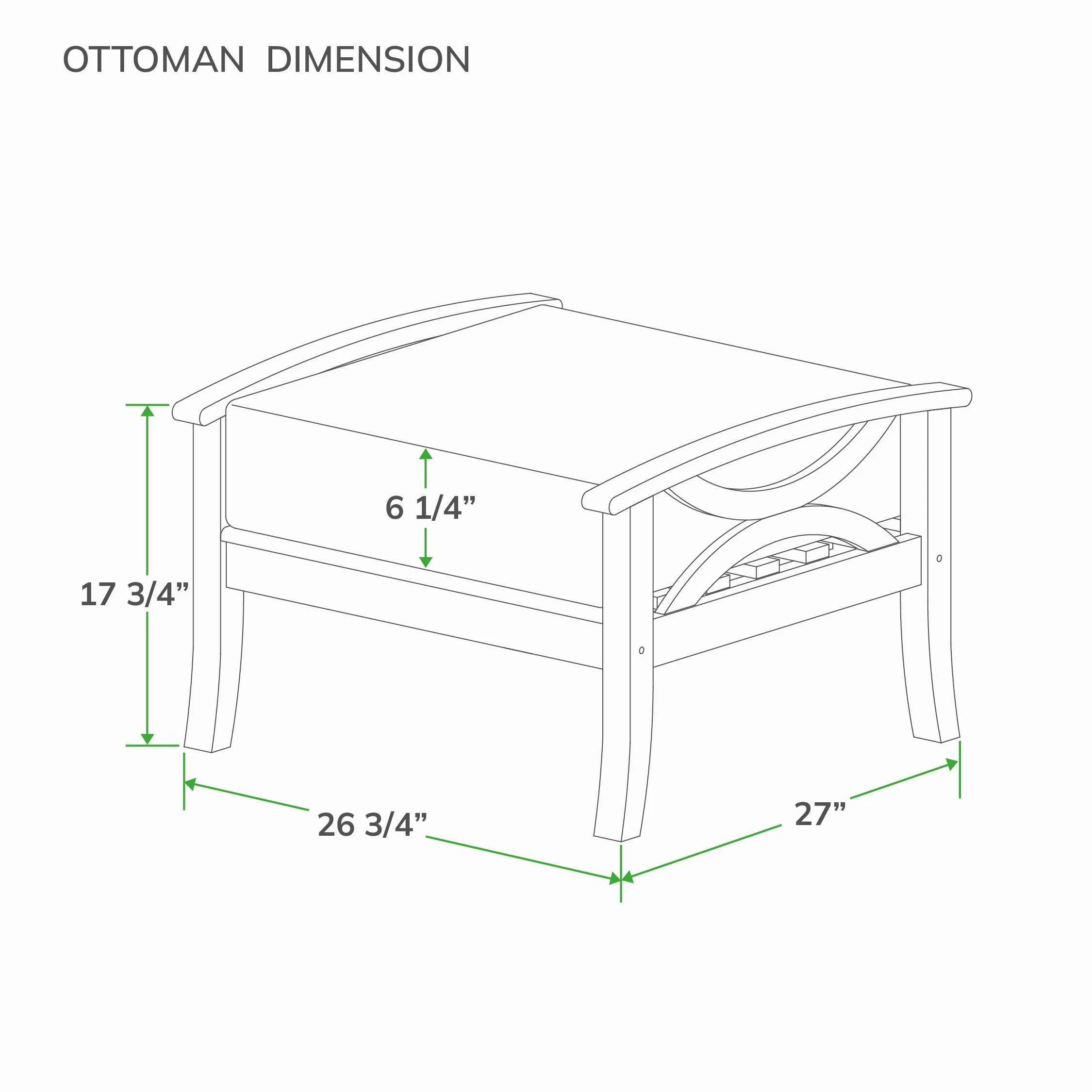 Abbington Teak Wood Outdoor Ottoman with Navy Cushion - Image 8
