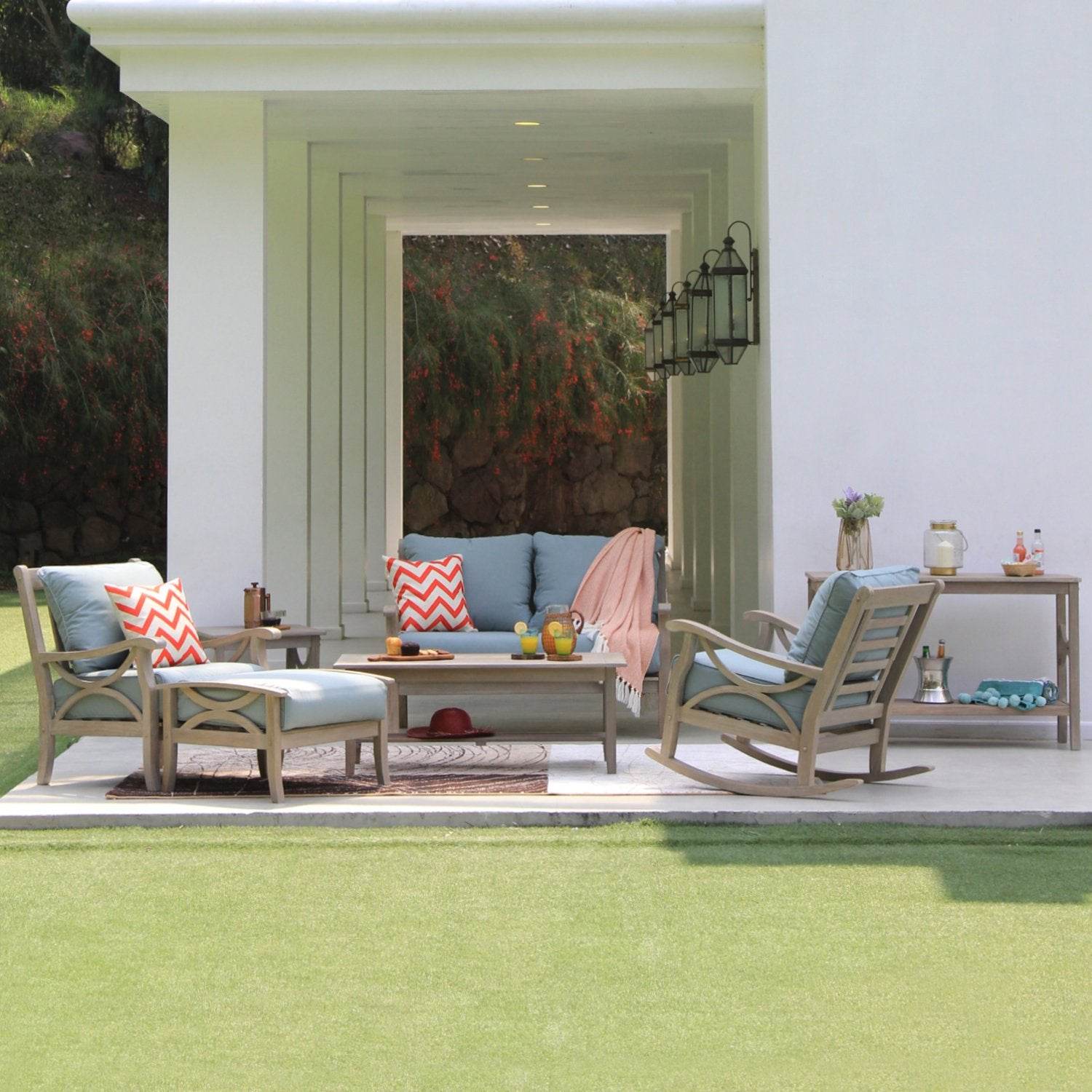 Abbington Weathered Teak Wood Outdoor Coffee Table - Image 2