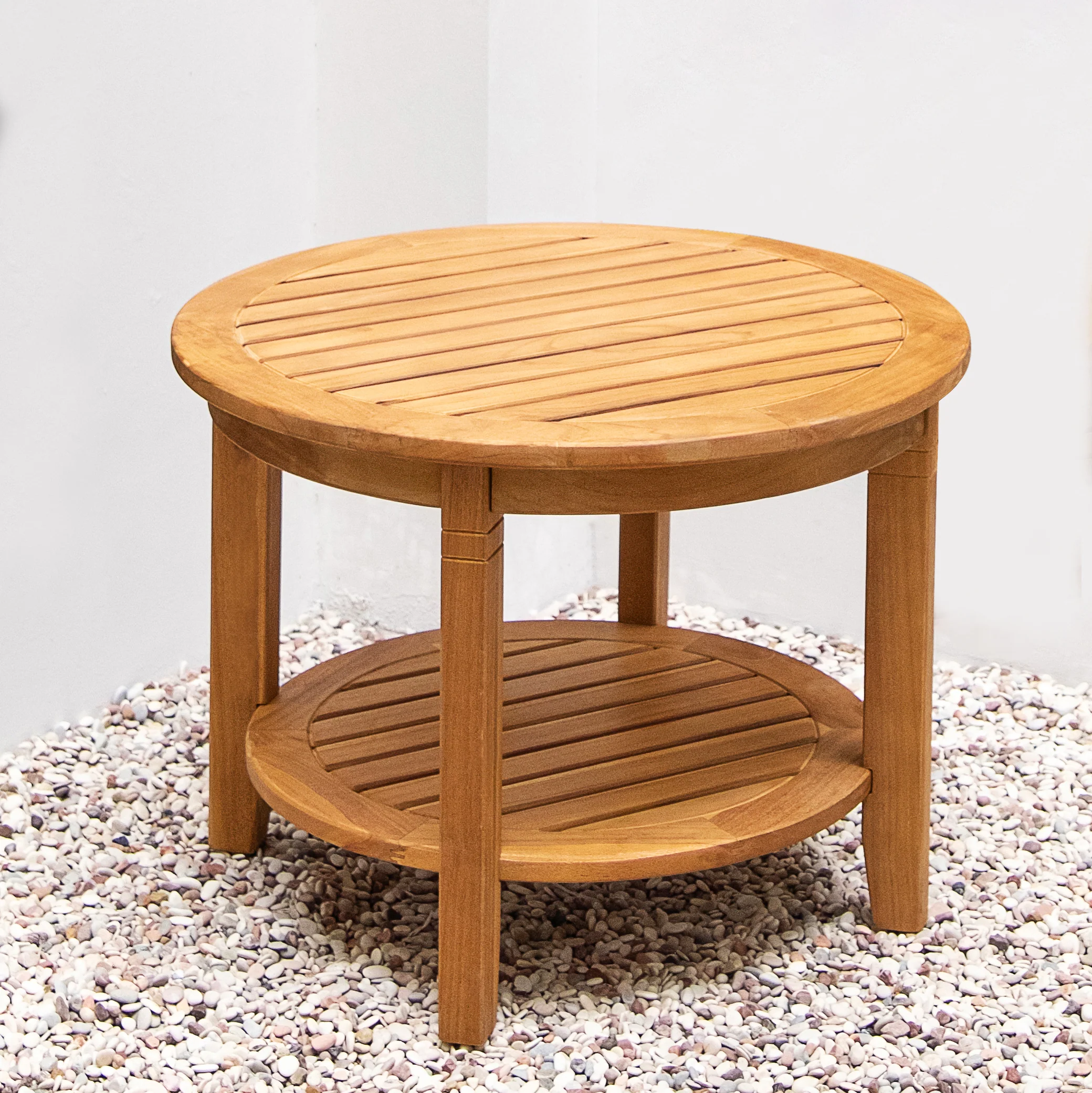 Camden Teak Wood 3 Piece Patio Rocking Chair with Padded Woven Seat - Image 11