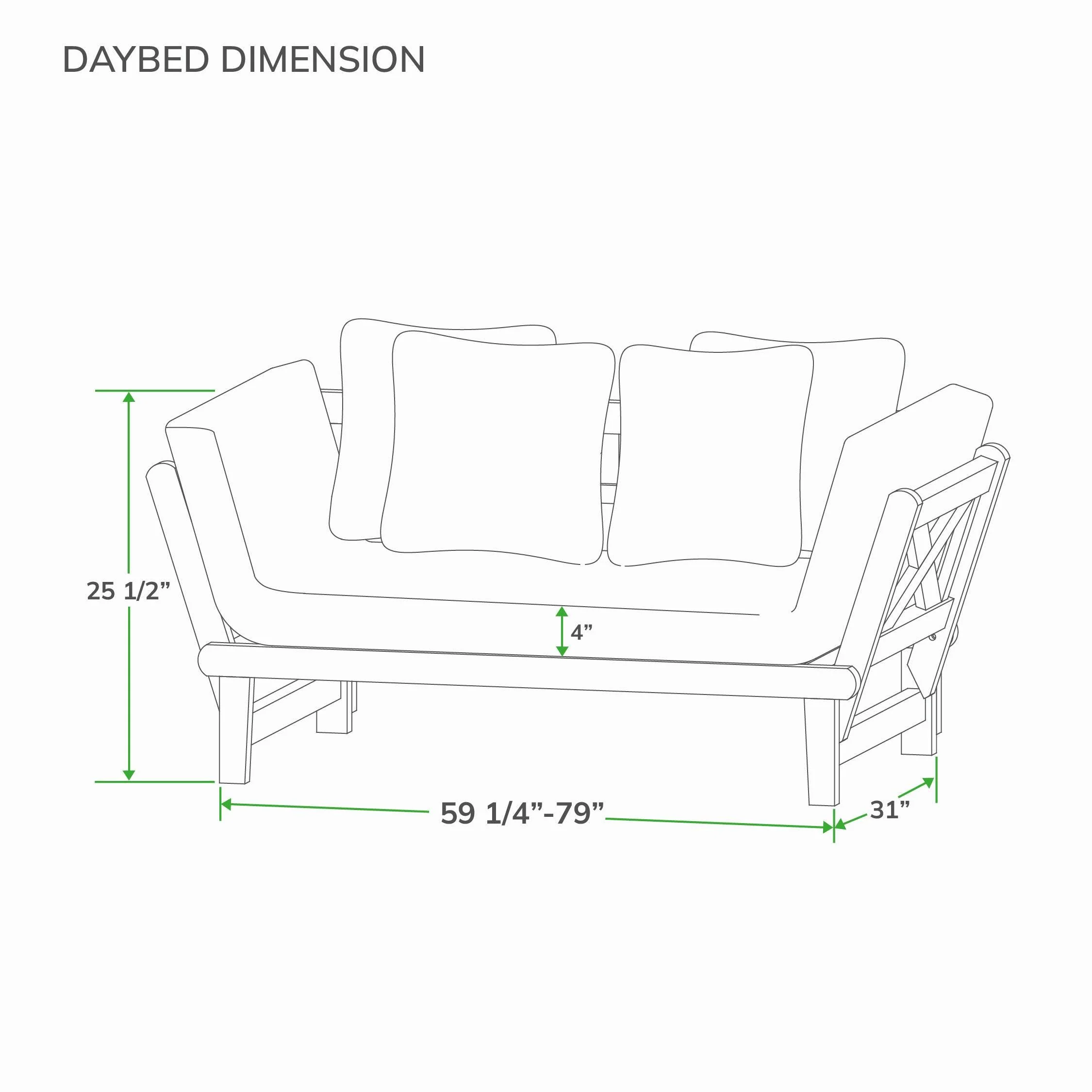Carlota Outdoor Convertible Sofa Daybed - Weathered Gray Wood / Blue Spruce Cushion - Image 15