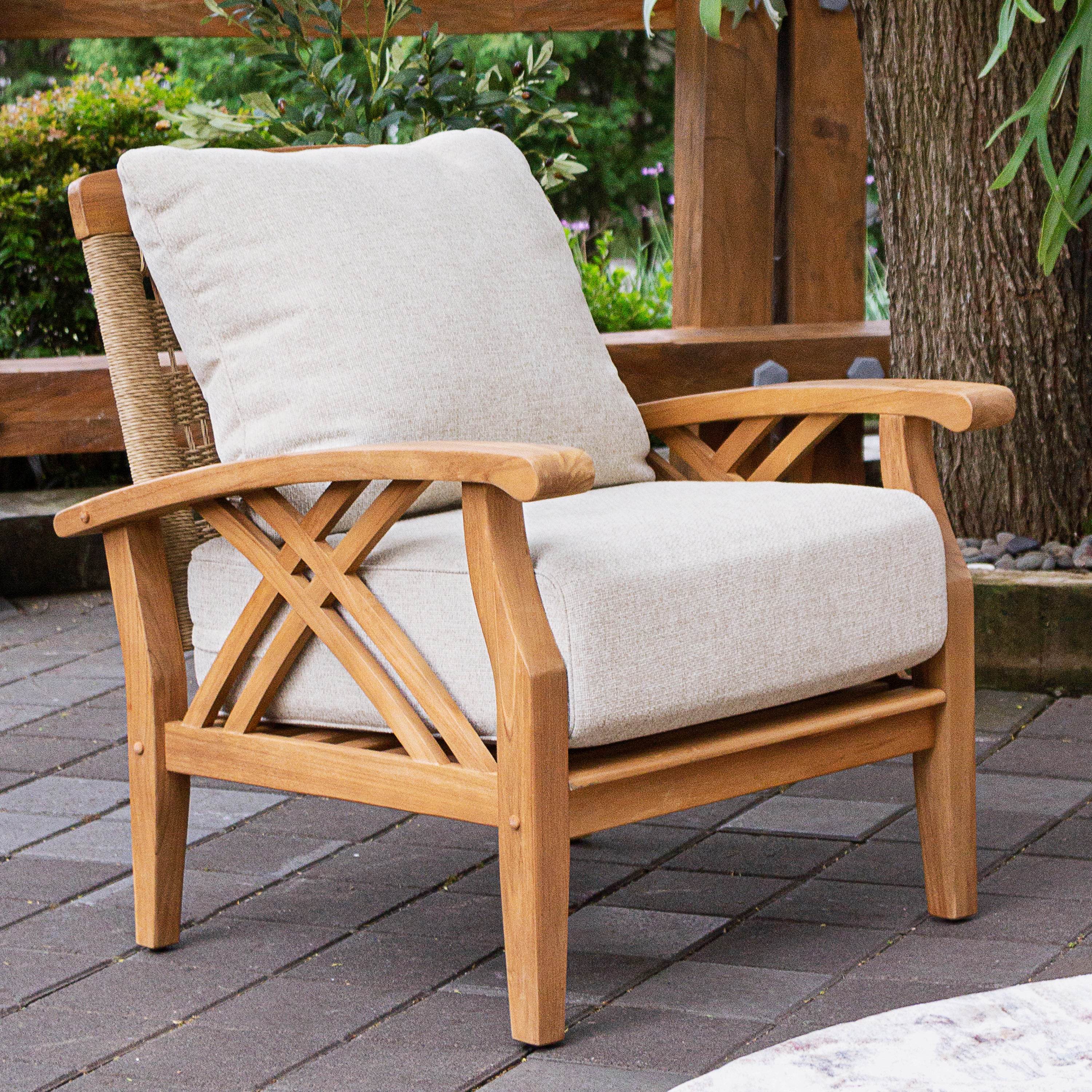 Carmel 5 Pieces Teak Wood Patio Conversation Set with Tan Cushion - Image 7