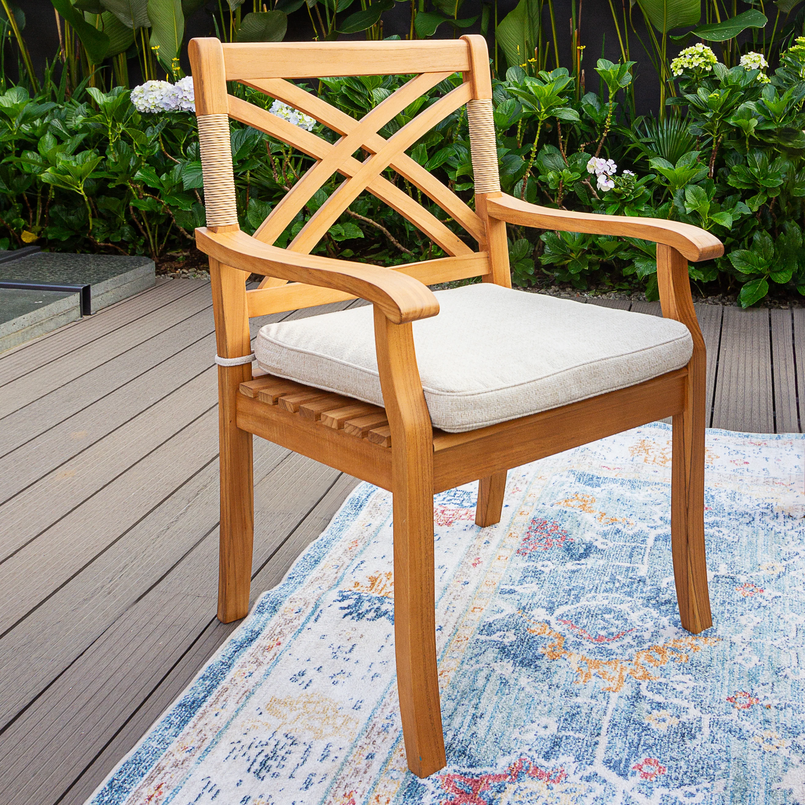Carmel Teak Wood 4 Piece Outdoor Dining Set with Backless Bench - Image 9