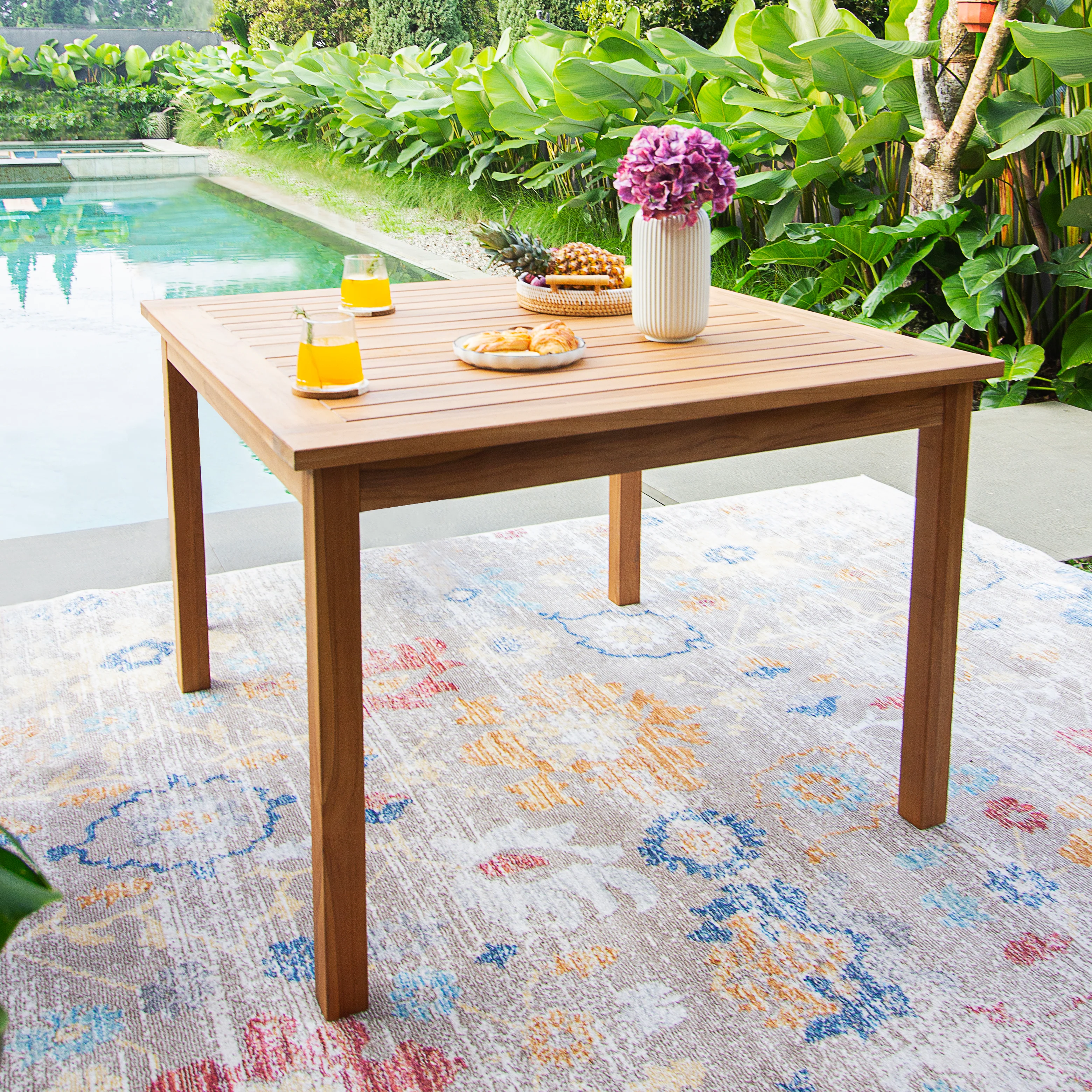 Carmel Teak Wood 5 Piece Outdoor Dining Set - Image 6