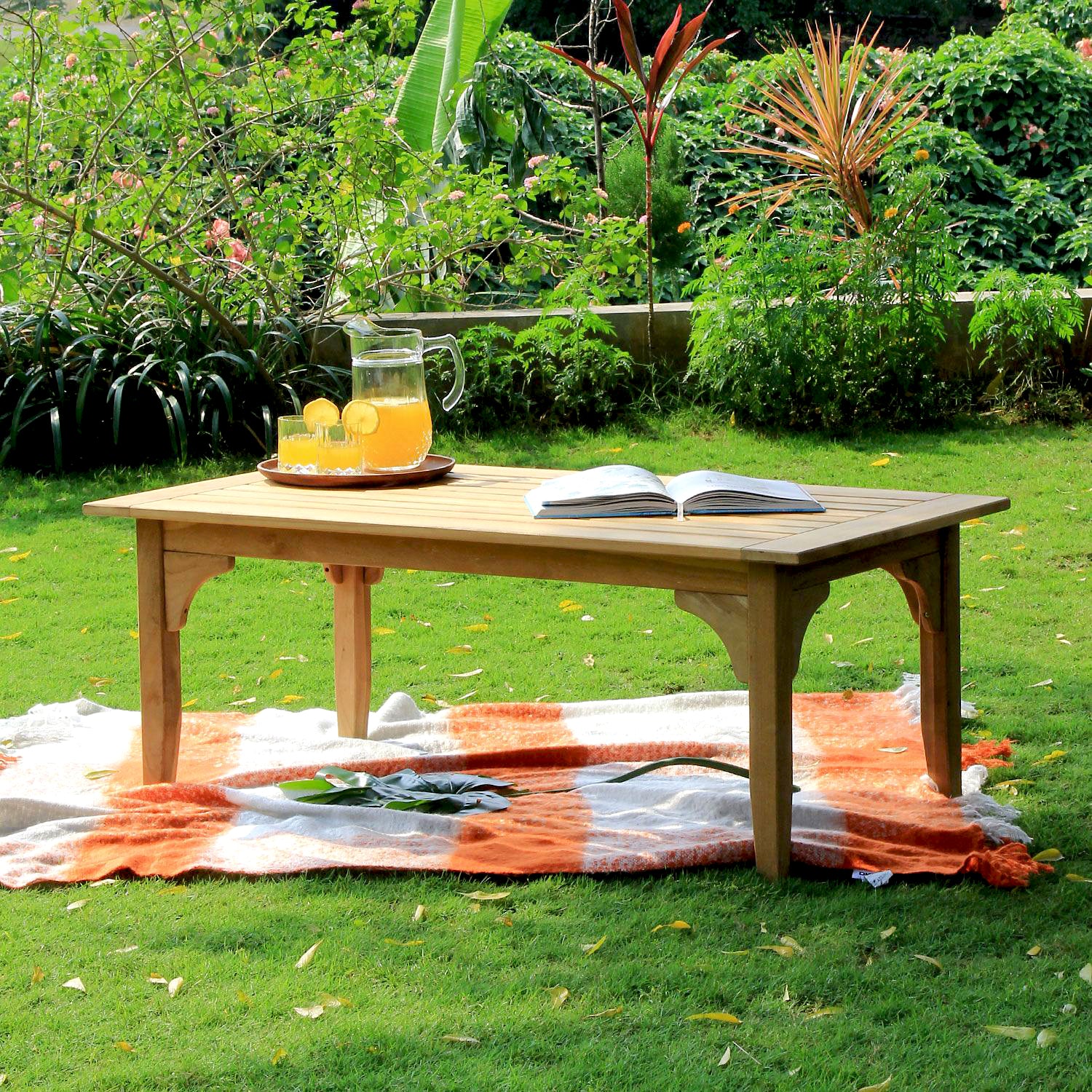 Caterina 5 Piece Teak Wood Patio Conversation Set with Beige Cushion - Image 10