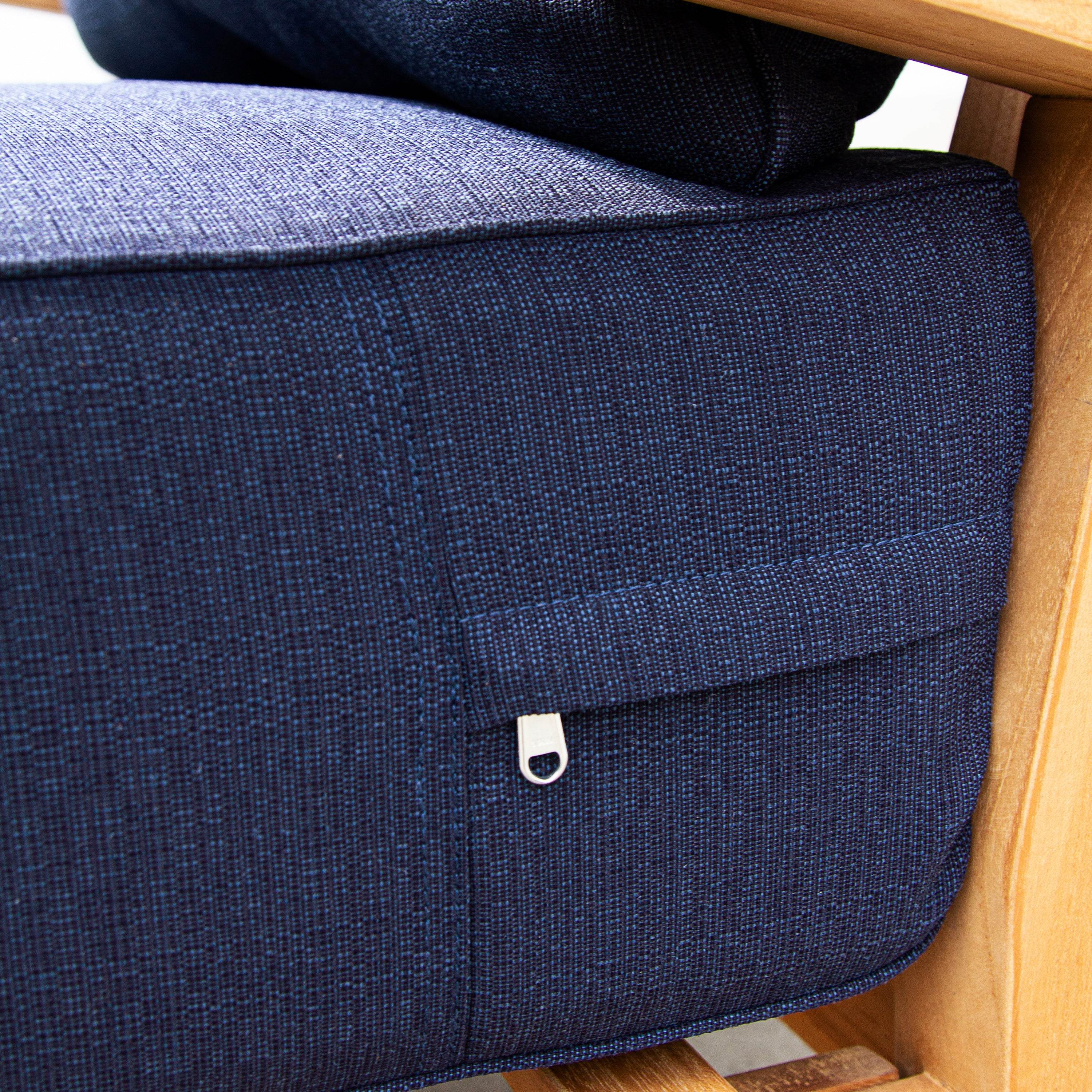 Caterina Teak Wood 5 Pieces Patio Conversation Set with Navy Cushion - Image 7