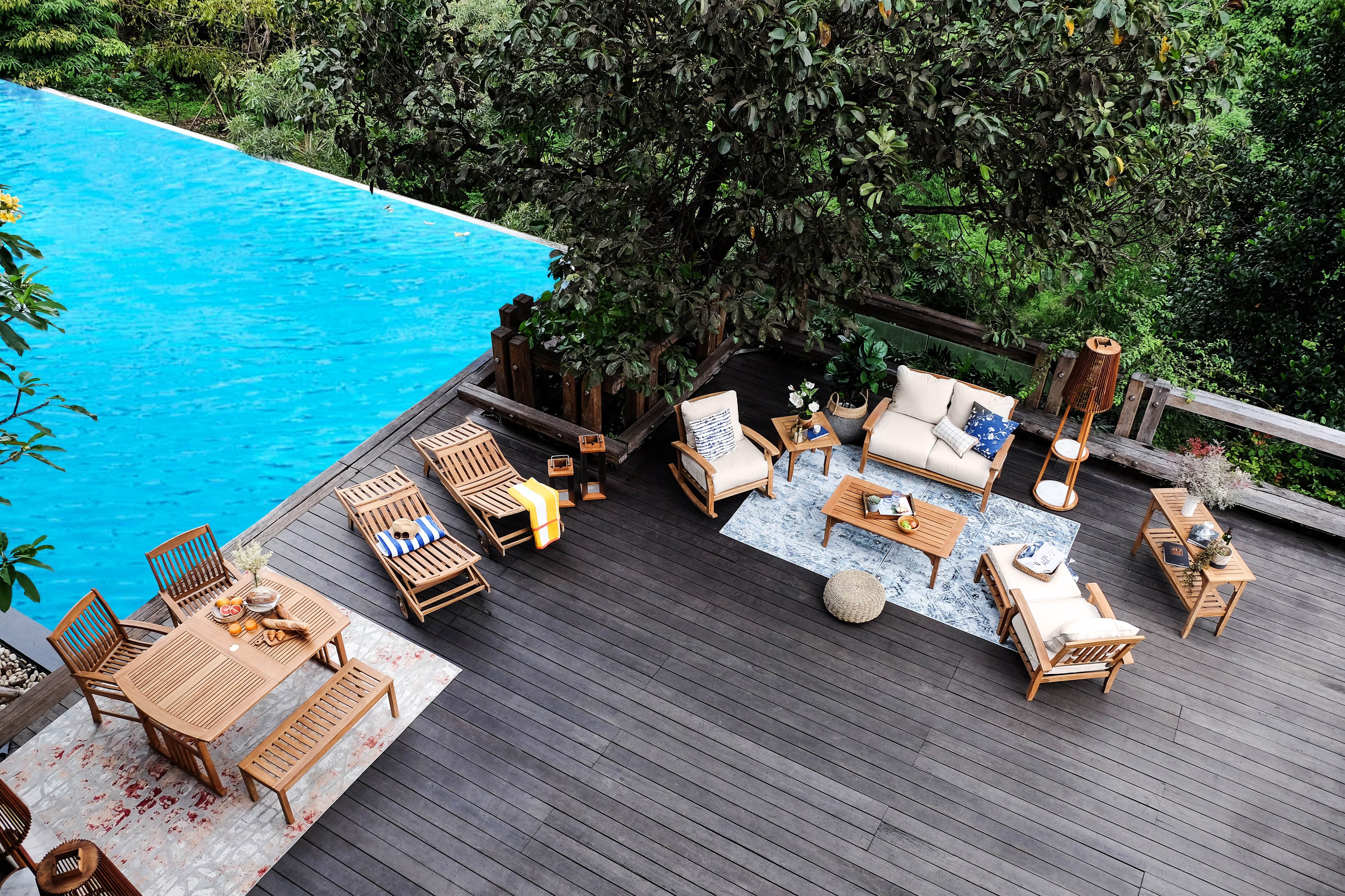 Caterina Teak Wood 6 Piece Outdoor Dining Set - Image 10