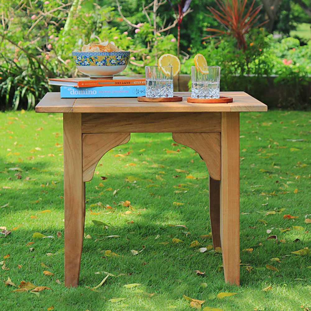 Caterina Teak Wood 7 Piece Patio Conversation Set with Beige Cushion - Image 12