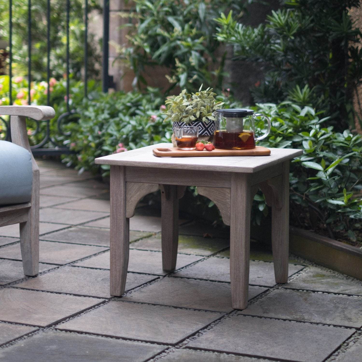 Caterina Weathered Teak Wood Outdoor Side Table - Image 3