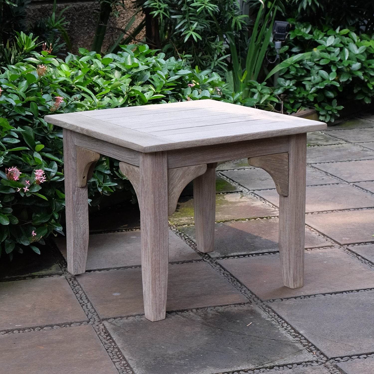 Caterina Weathered Teak Wood Outdoor Side Table - Image 4