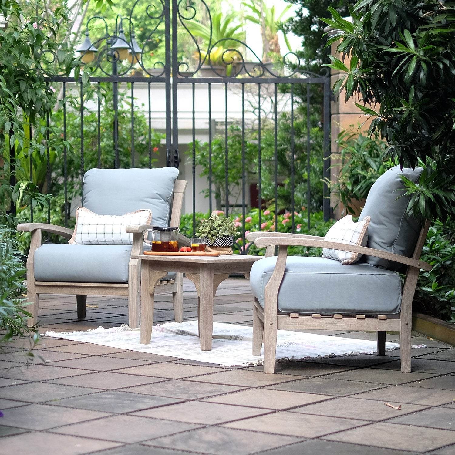 Caterina Weathered Teak Wood Outdoor Side Table - Image 6