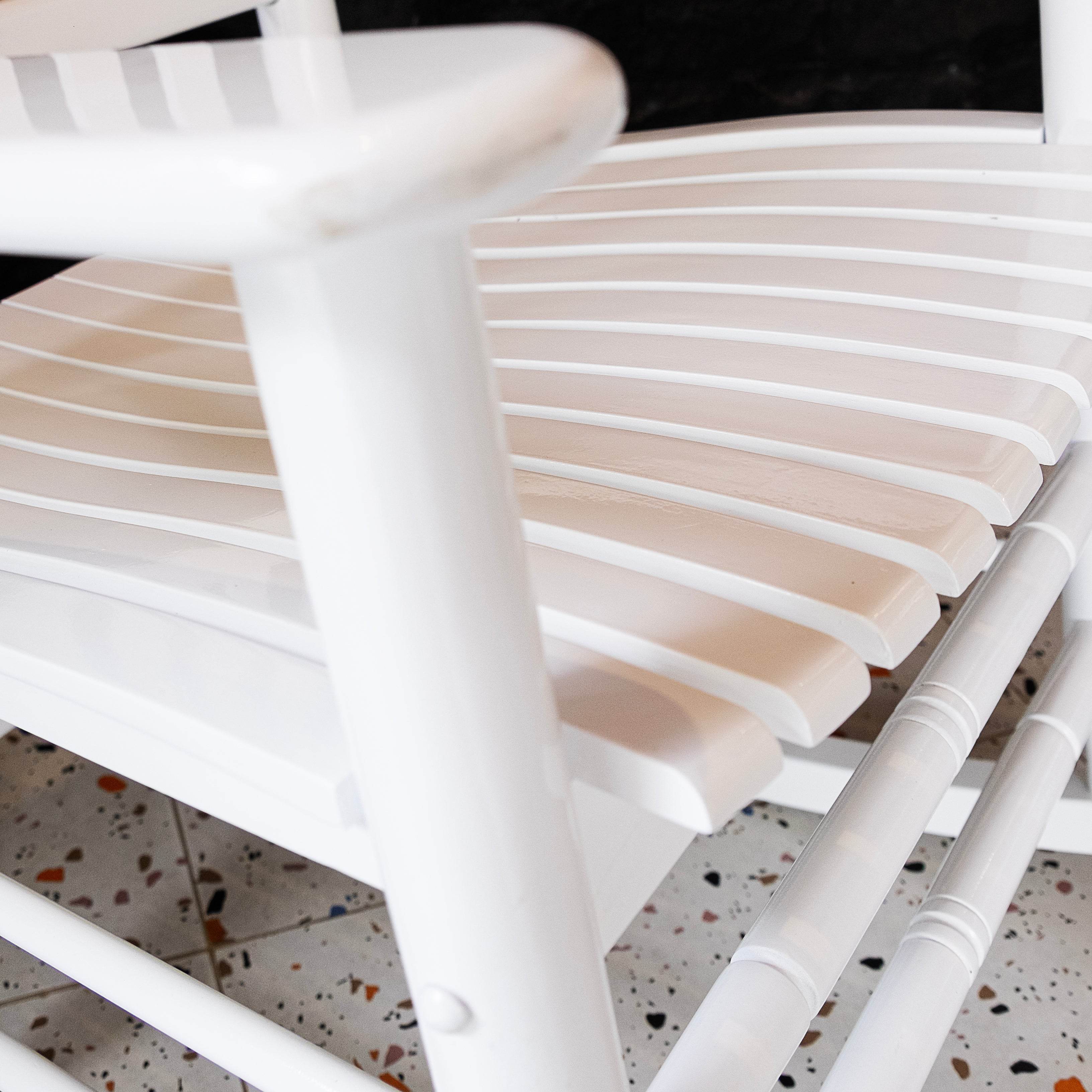Denver 2 Piece Mahogany Wood White Porch Rocking Chair - Image 11