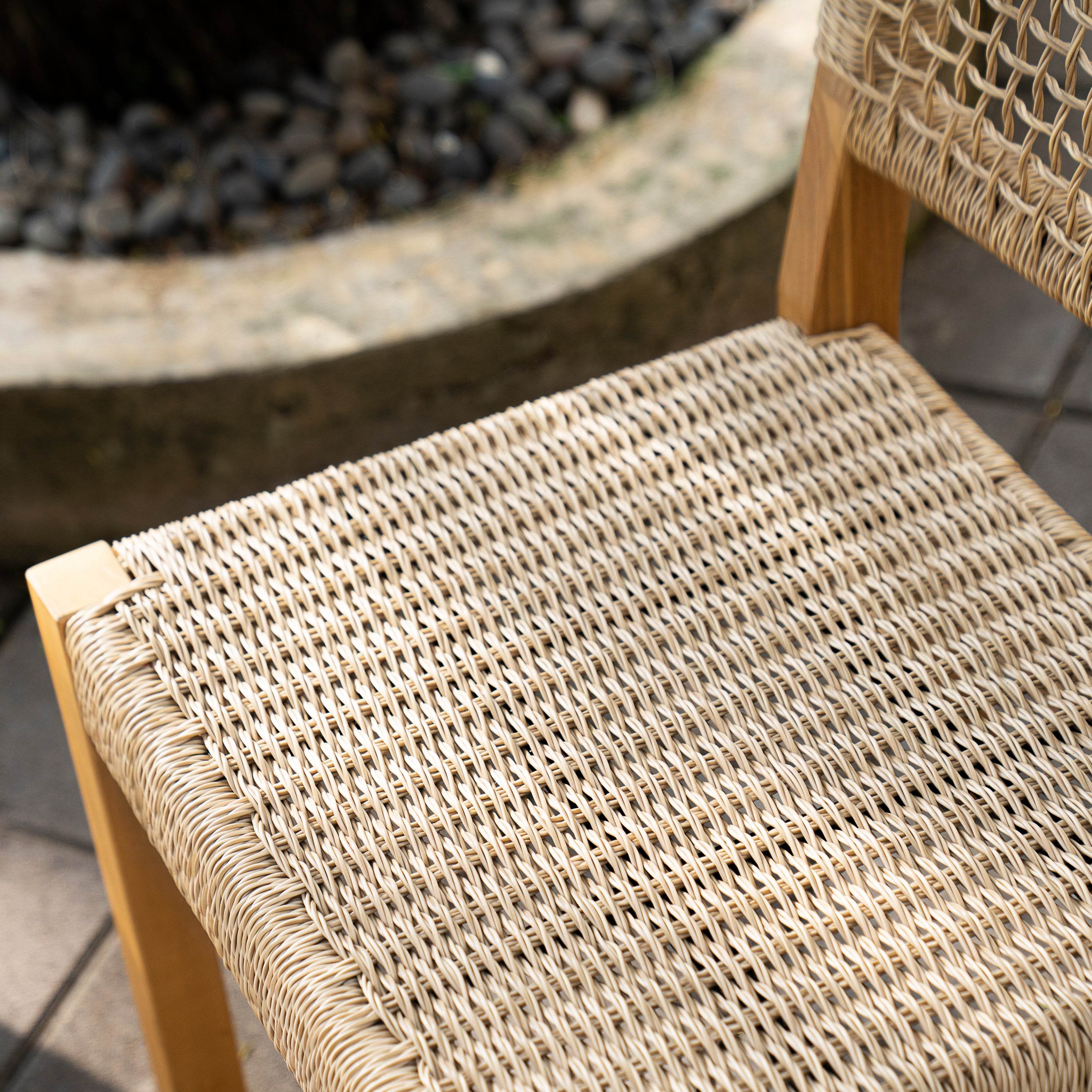 Eden 2 Piece Teak Wood Outdoor Dining Chair - Image 7