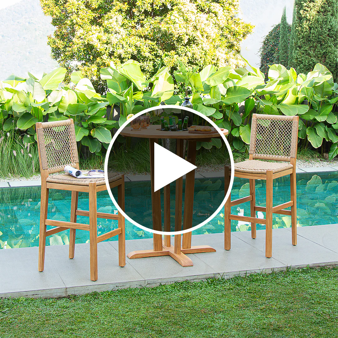 Eden Teak Wood Outdoor Bar Dining Table - Image 5