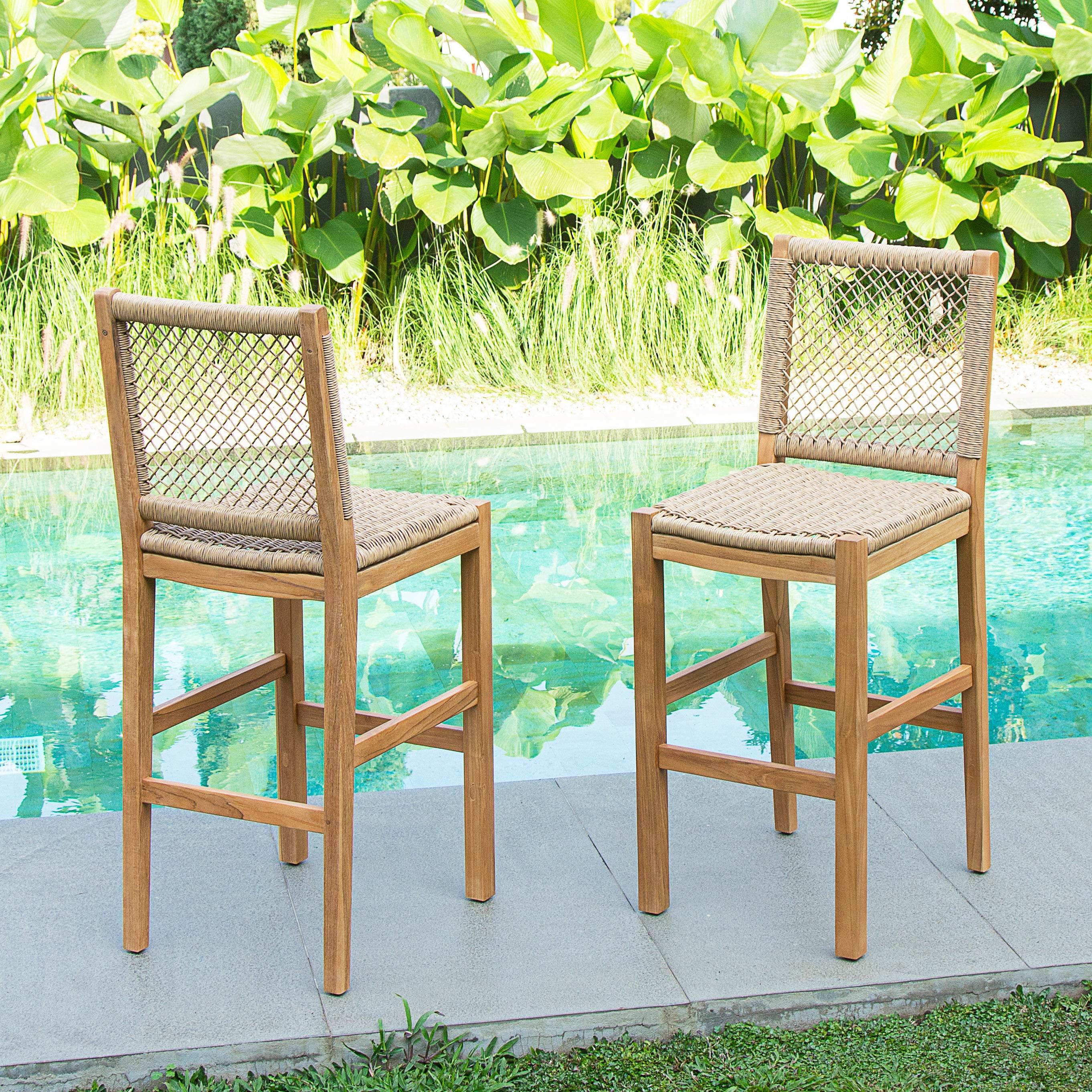 Eden Teak Wood 3 Piece Outdoor Bar Dining Set - Image 6