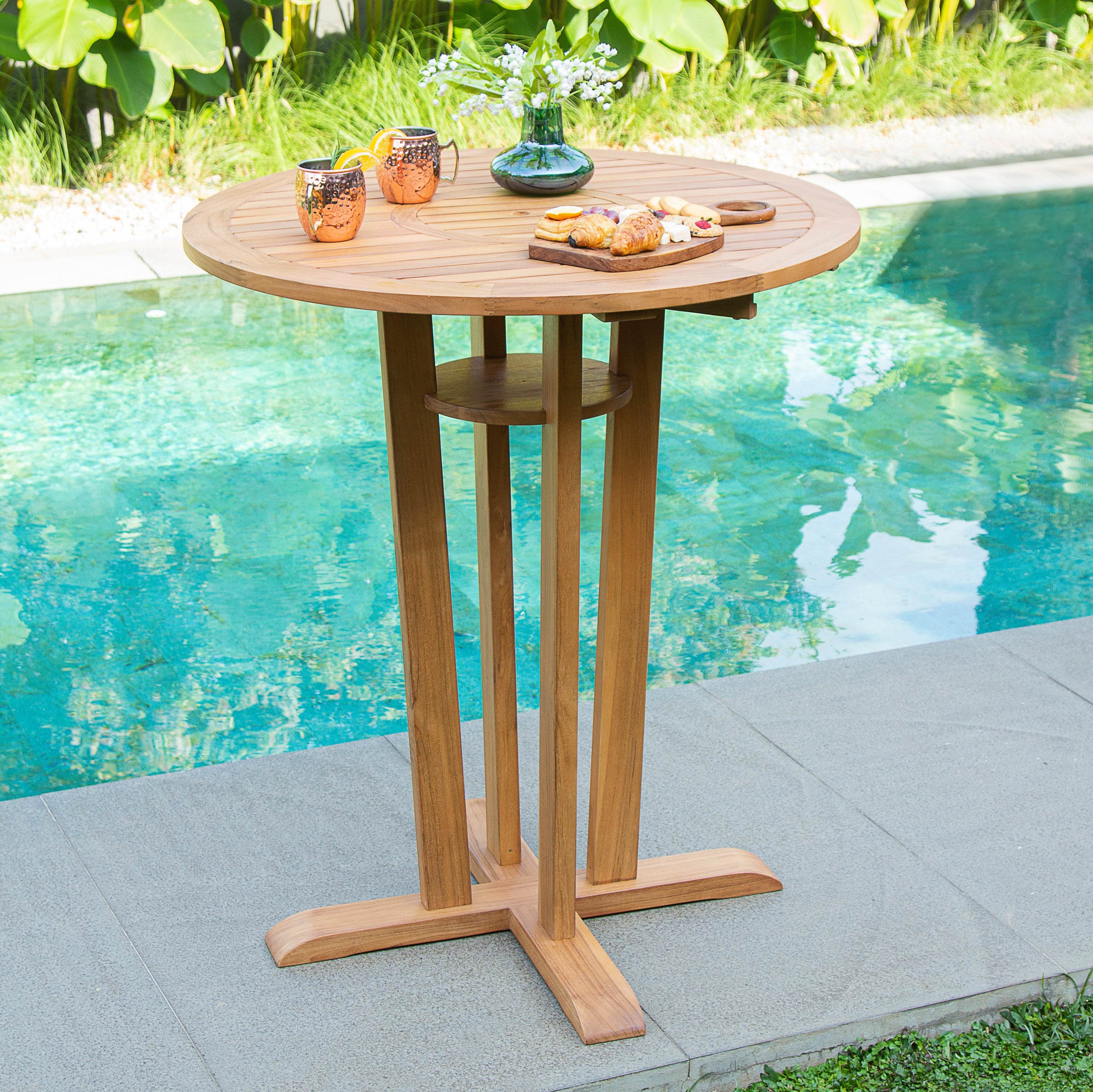 Eden Teak Wood Outdoor Bar Dining Table - Image 6