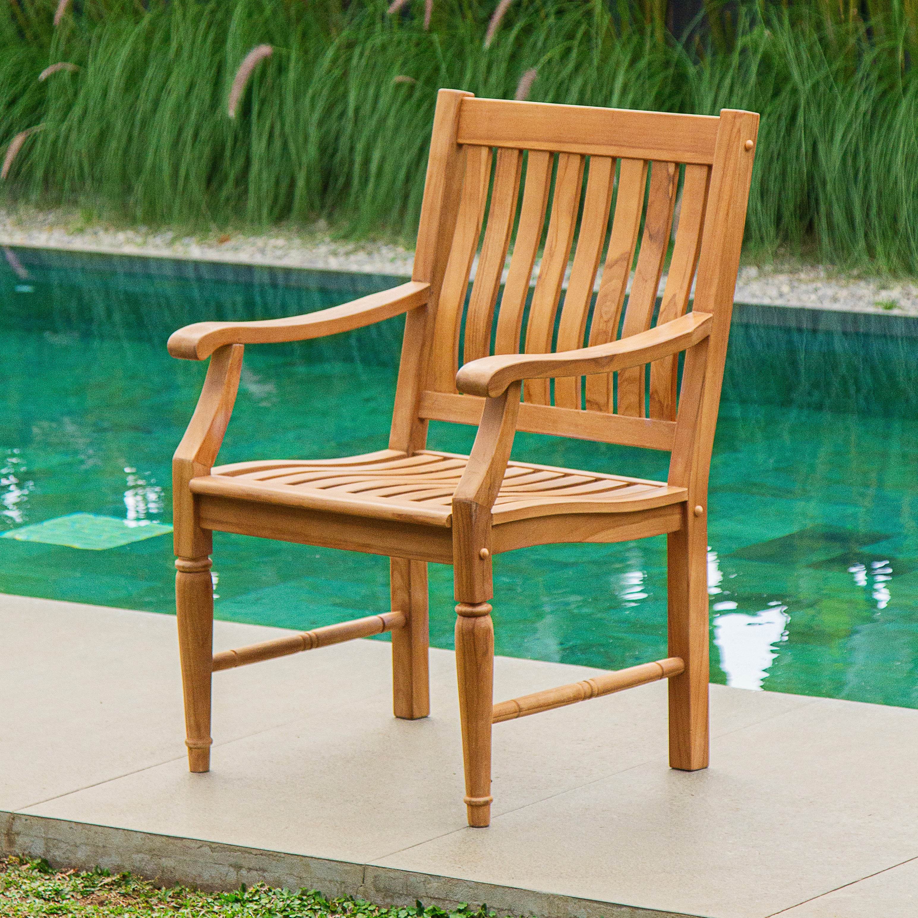 Livingston Teak Wood 2 Piece Outdoor Dining Chair - Image 8