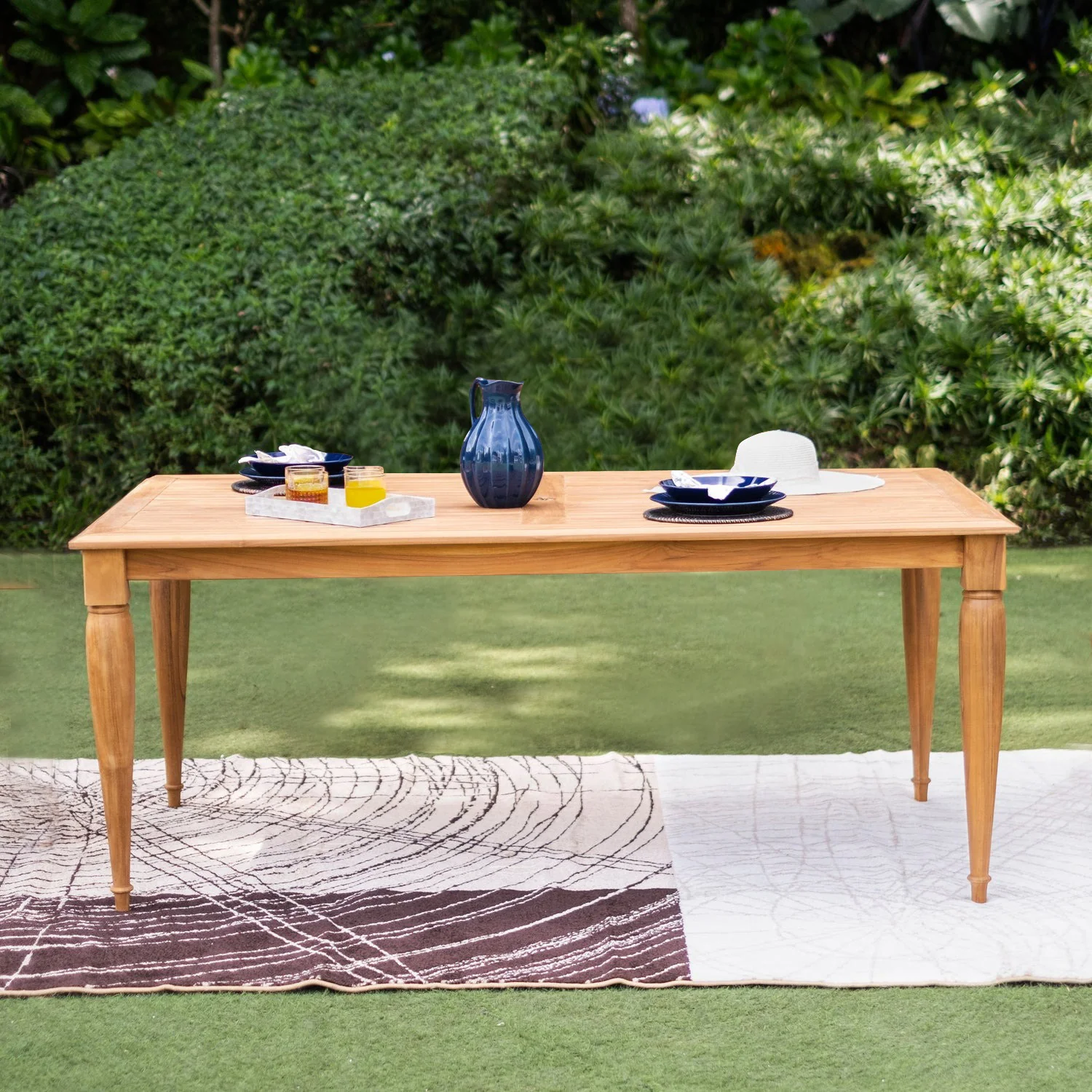 Livingston Teak Wood 6 Piece Outdoor Dining Set - Image 9