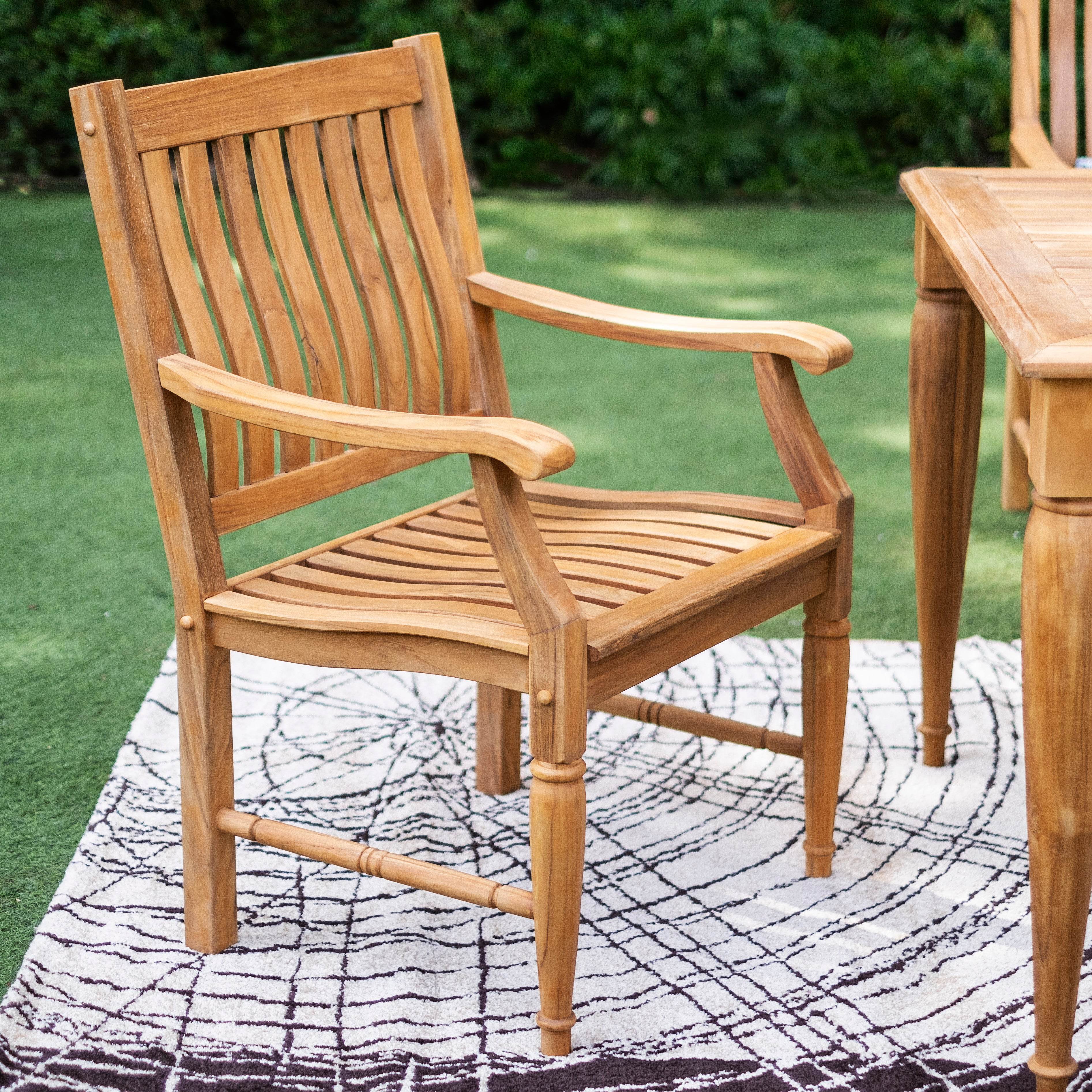 Livingston Teak Wood 6 Piece Outdoor Dining Set - Image 8