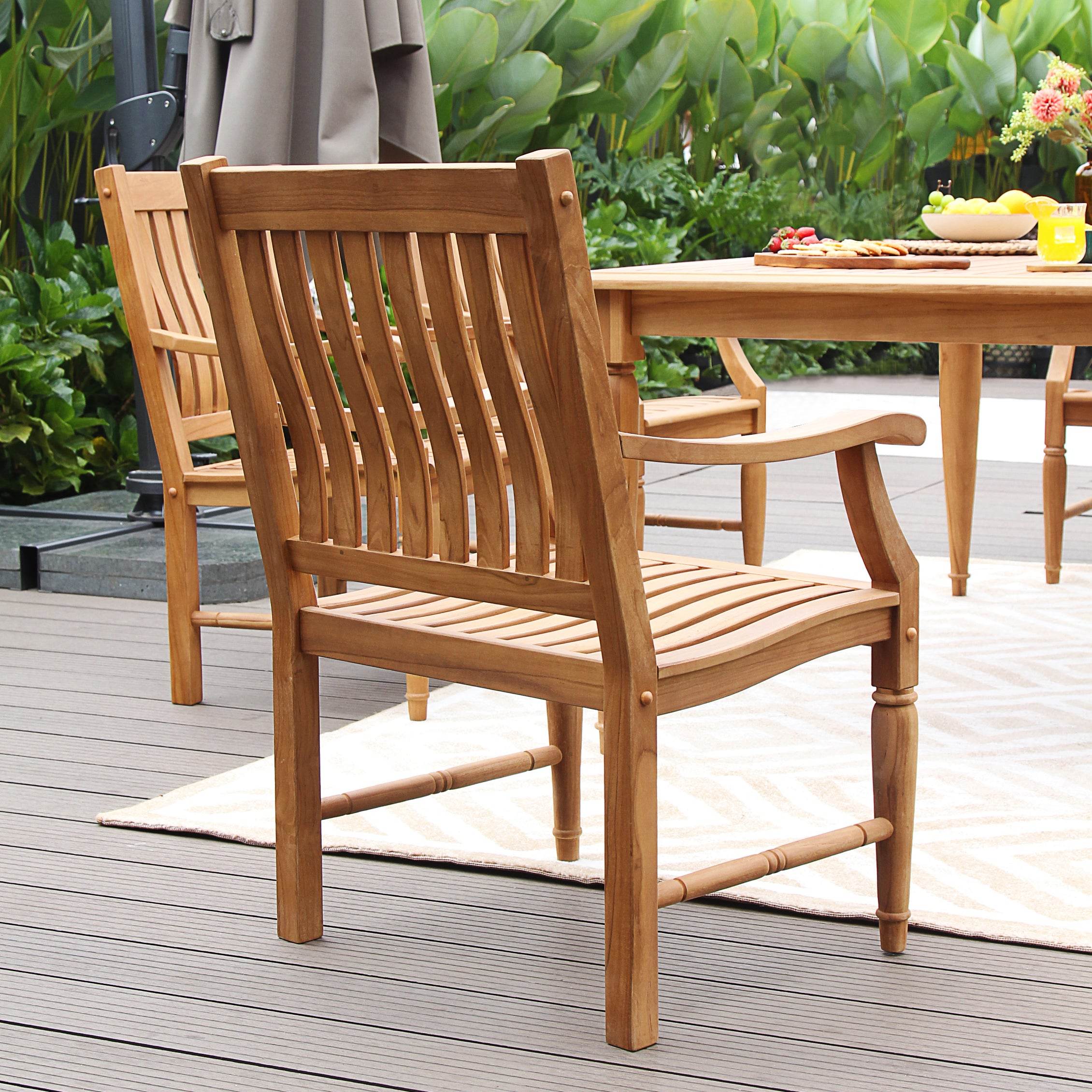 Livingston Teak Wood 7 Pieces Outdoor Dining Set - Image 7