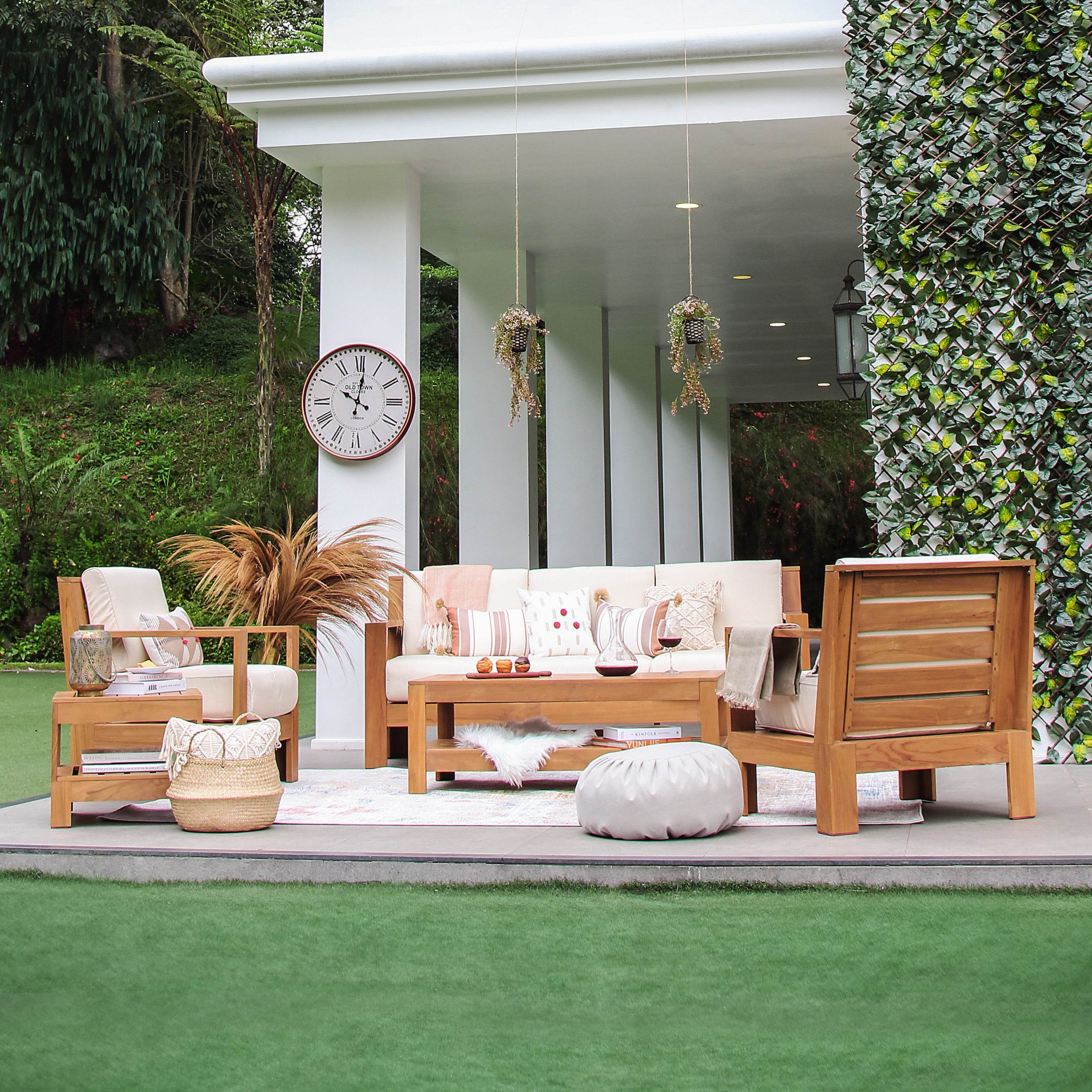 Logan Teak Outdoor Lounge Chair with Sunbrella Vellum Cushion - Image 7