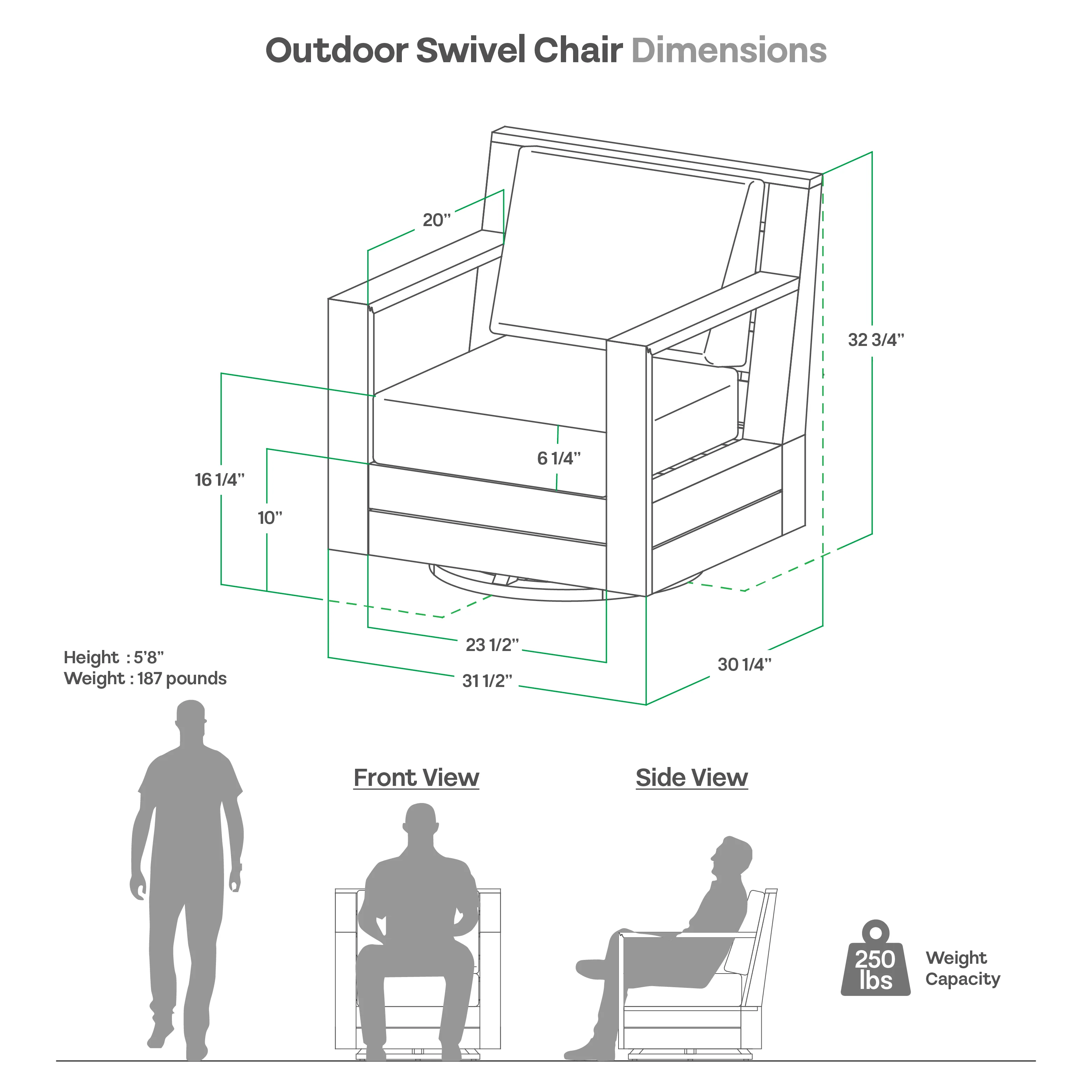 Logan Teak Outdoor Swivel with Sunbrella Cast Shale Cushion - Image 8