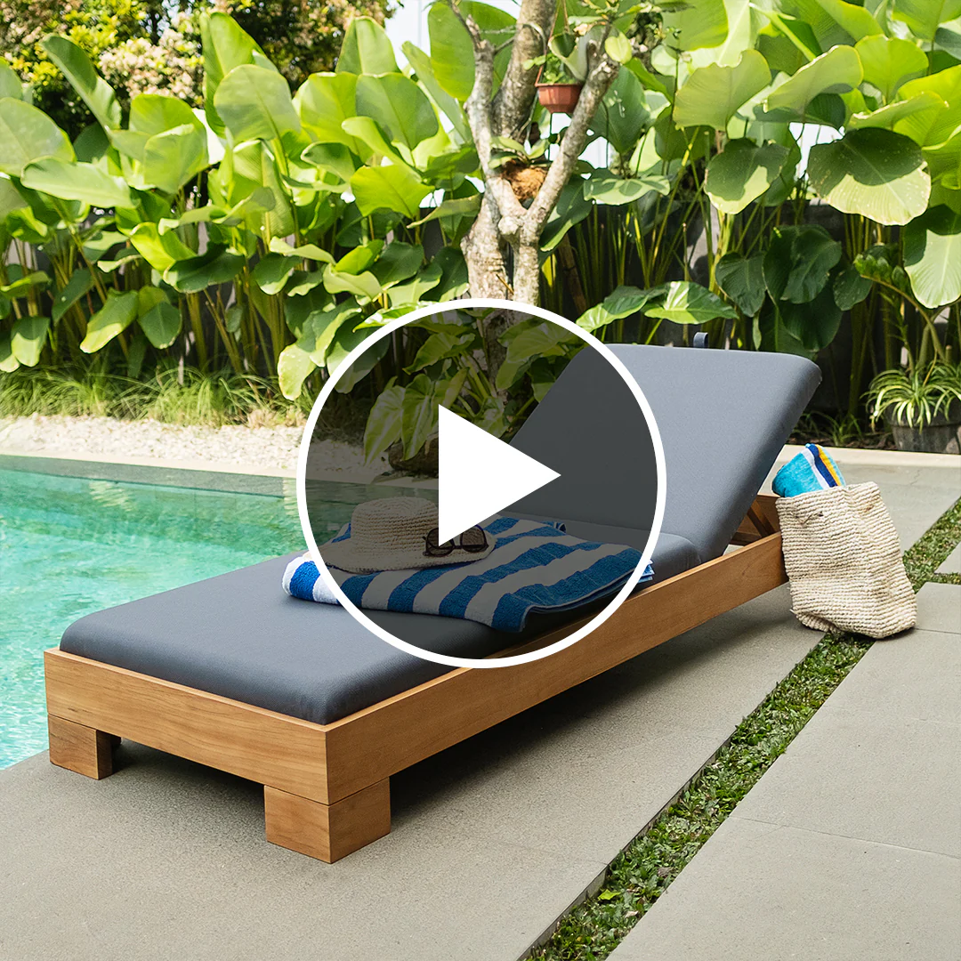 Logan Teak Wood Outdoor Chaise Lounge Gray Padded Seat – FREE Furniture Cover - Image 5