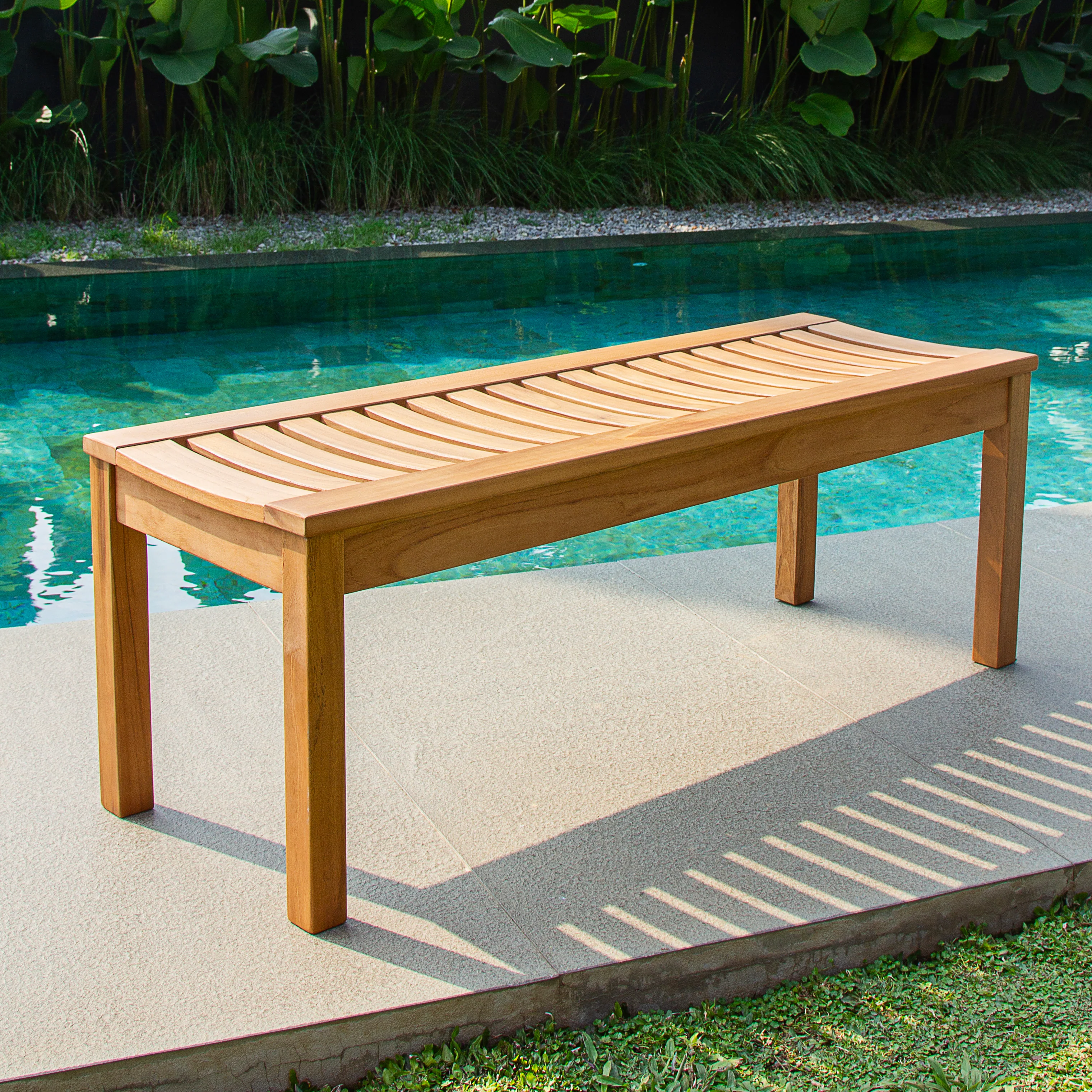 Mosko Teak Wood 6 Piece Outdoor Dining Set with Backless Bench - Image 8