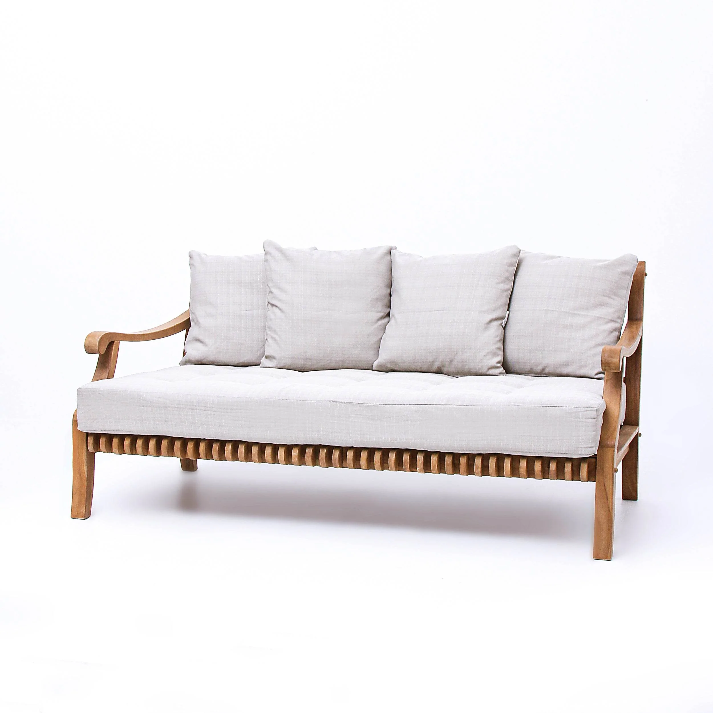 Mosko Teak Wood Outdoor Daybed with Beige Cushion - Image 17