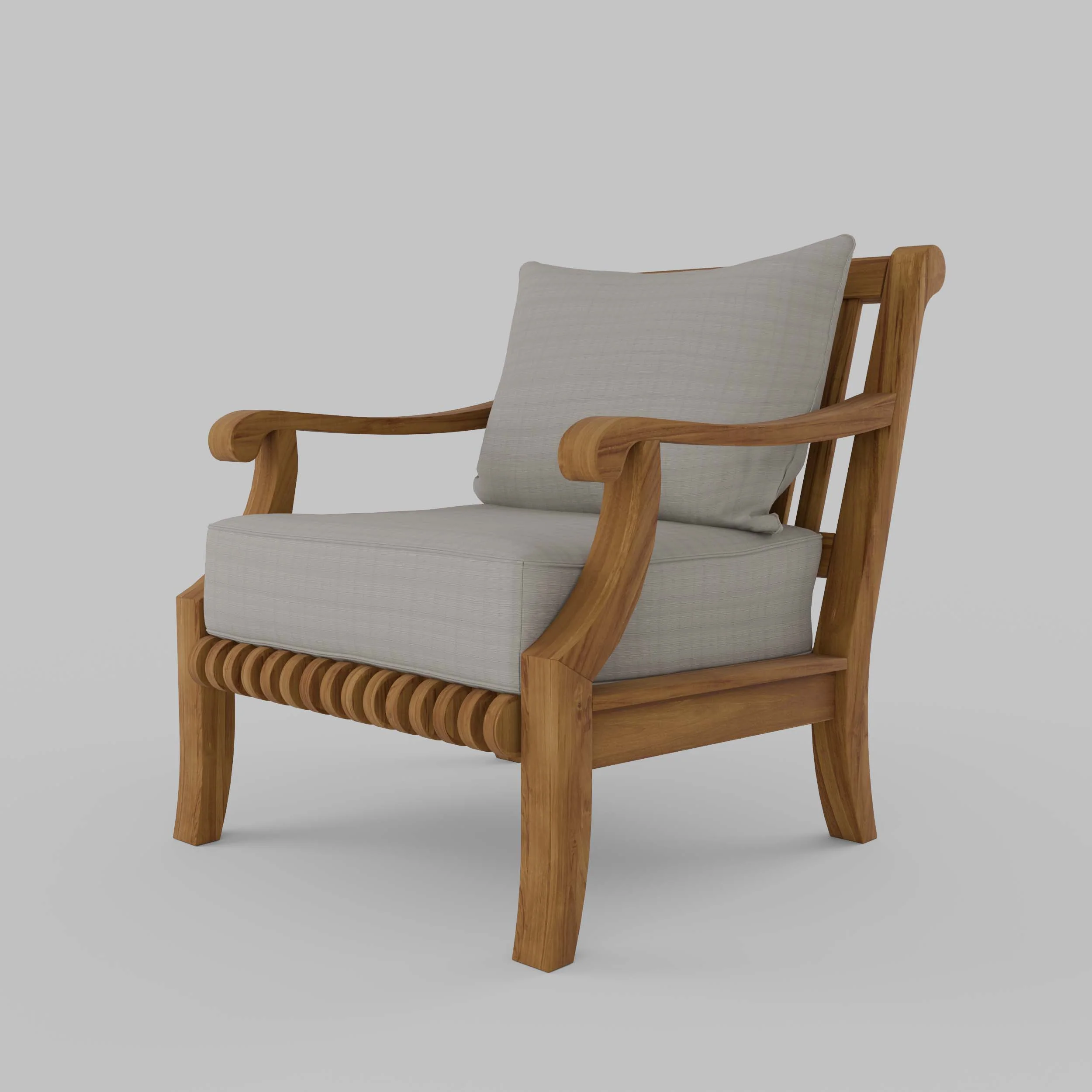 Mosko Teak Wood Outdoor Lounge Chair with Beige Cushion - Image 23