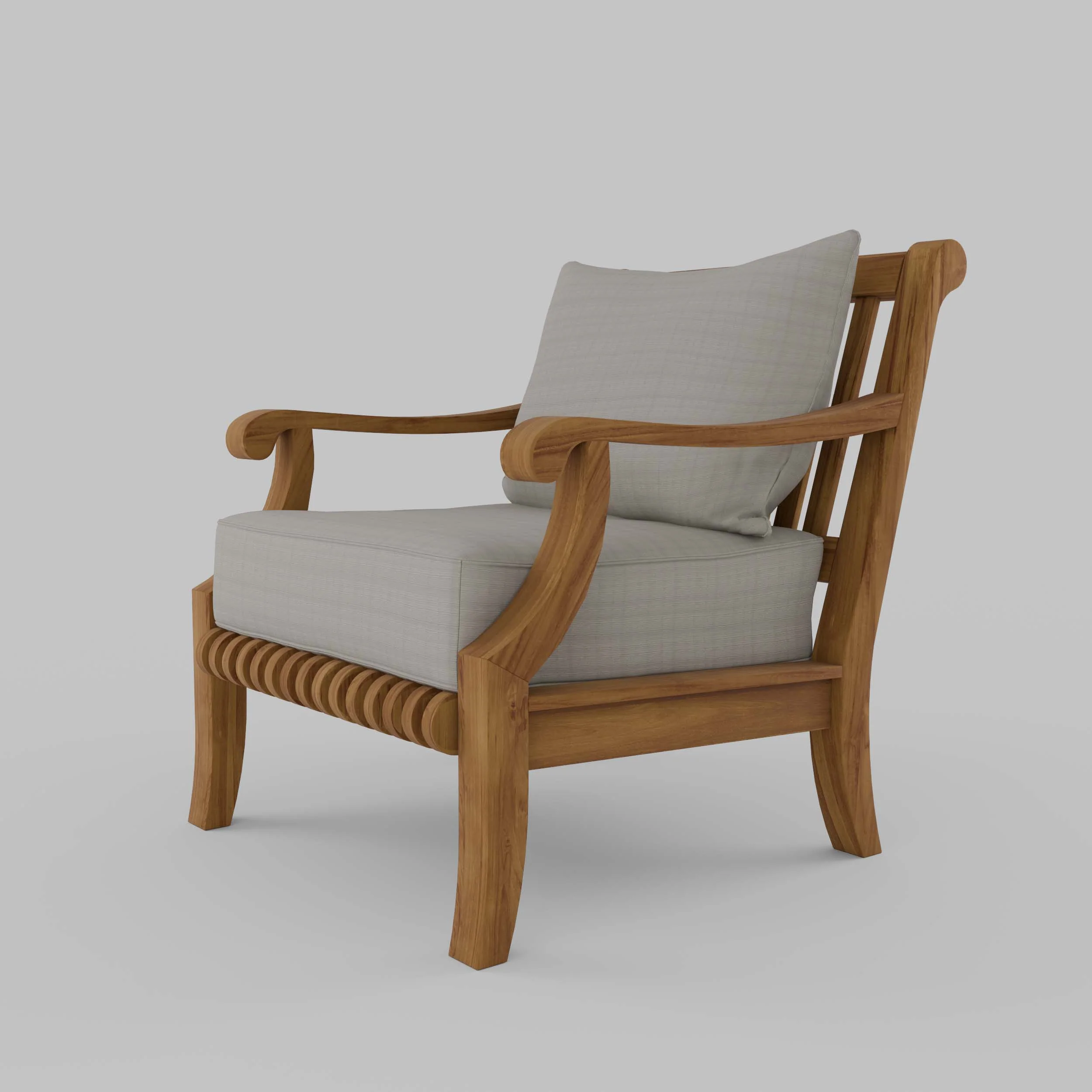 Mosko Teak Wood Outdoor Lounge Chair with Beige Cushion - Image 24