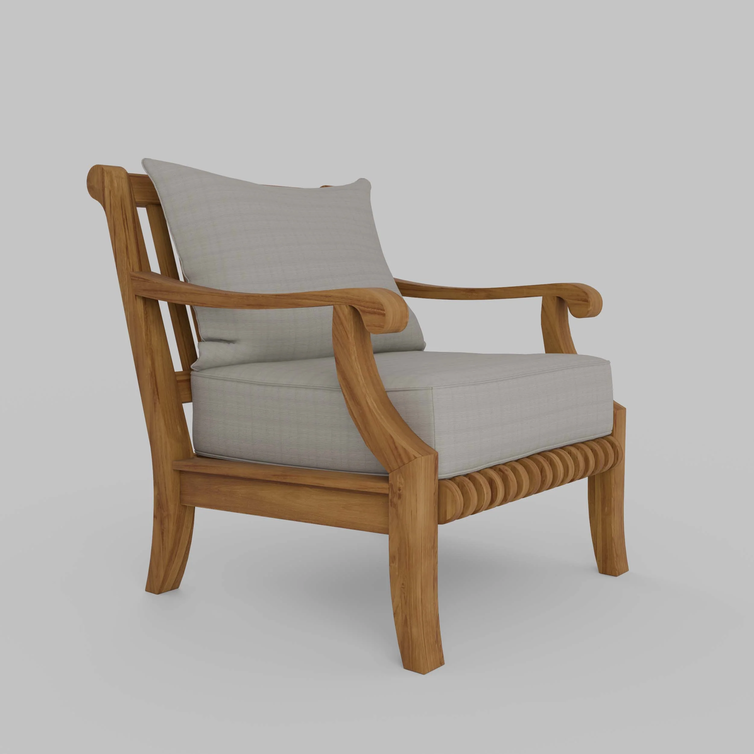 Mosko Teak Wood Outdoor Lounge Chair with Beige Cushion - Image 52