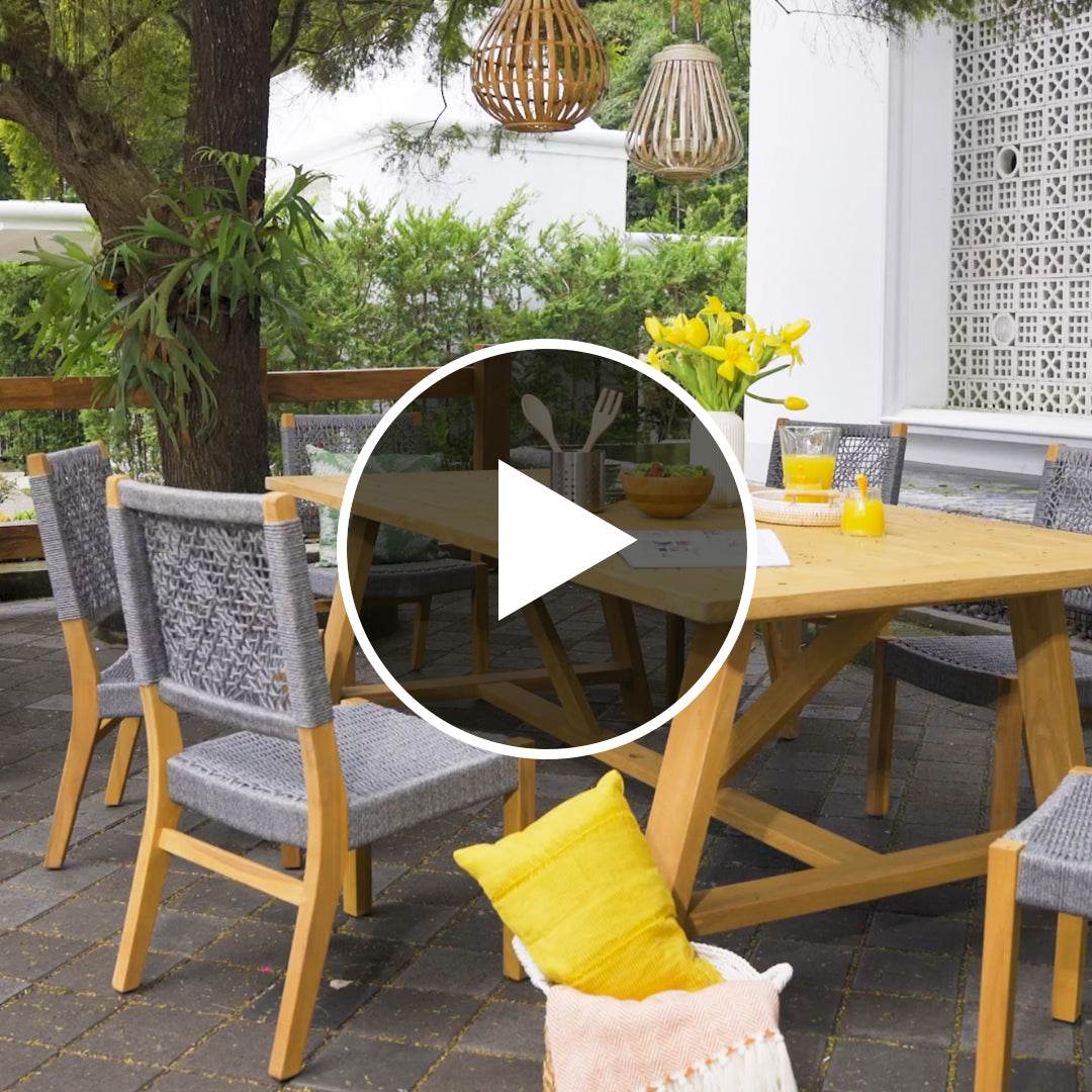 Nassau 2 Pieces Teak Wood Gray Outdoor Dining Chair - Image 5