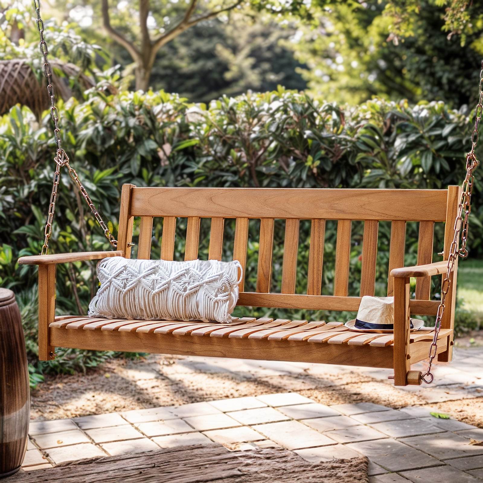 Plano Teak Wood Porch Swing