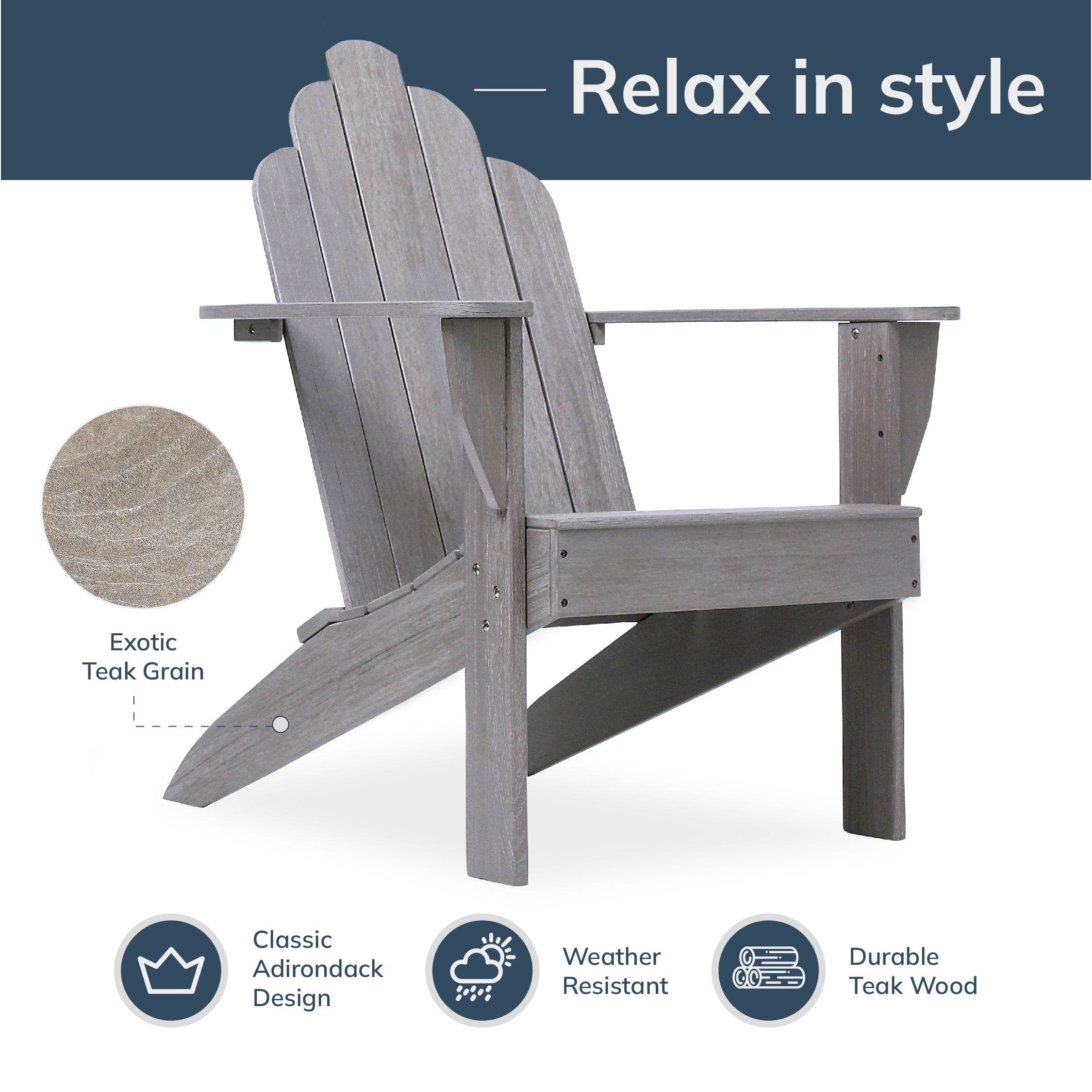 Richmond Teak Wood Adirondack Chair - Image 4
