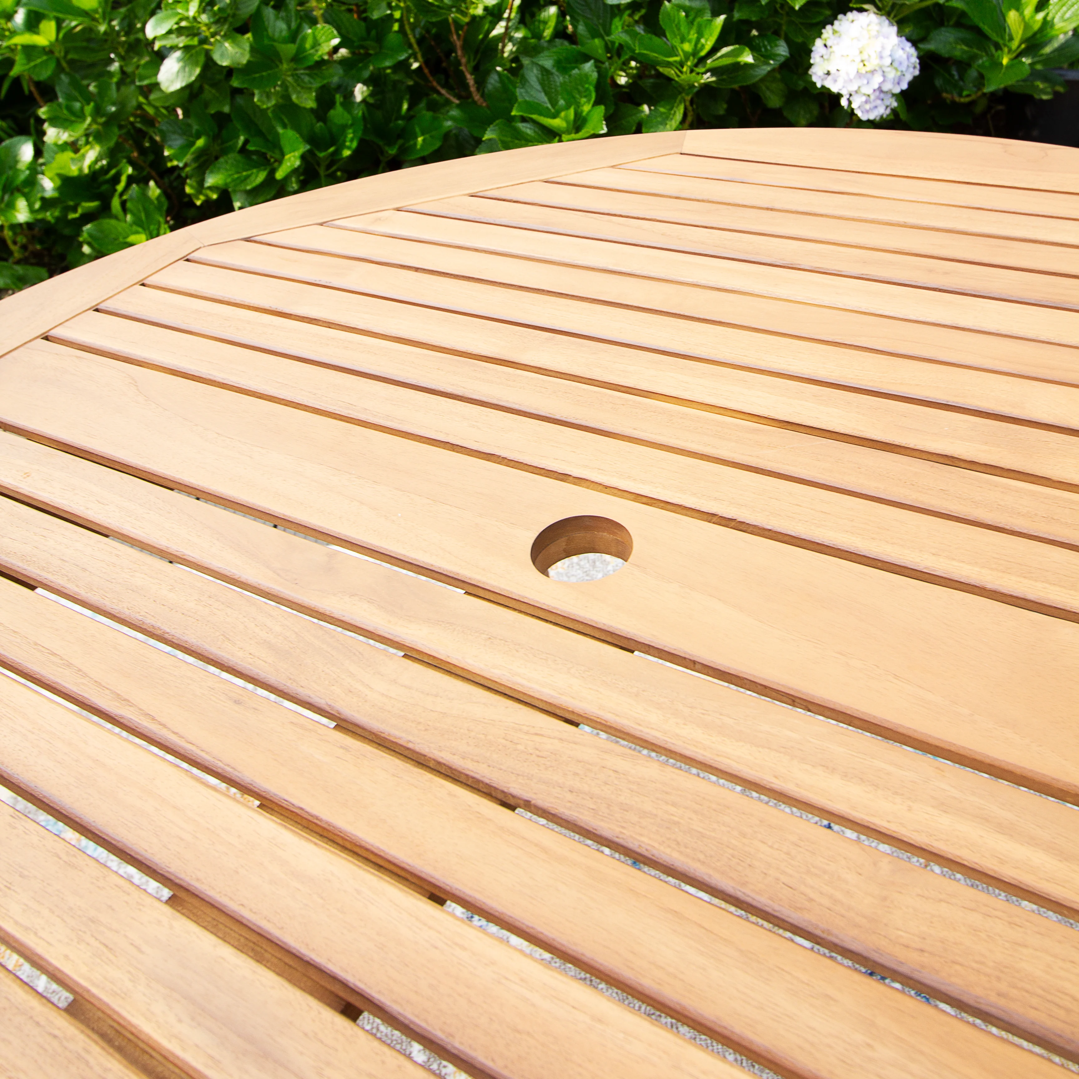 Richmond Teak Wood Round Outdoor Dining Table - Image 8