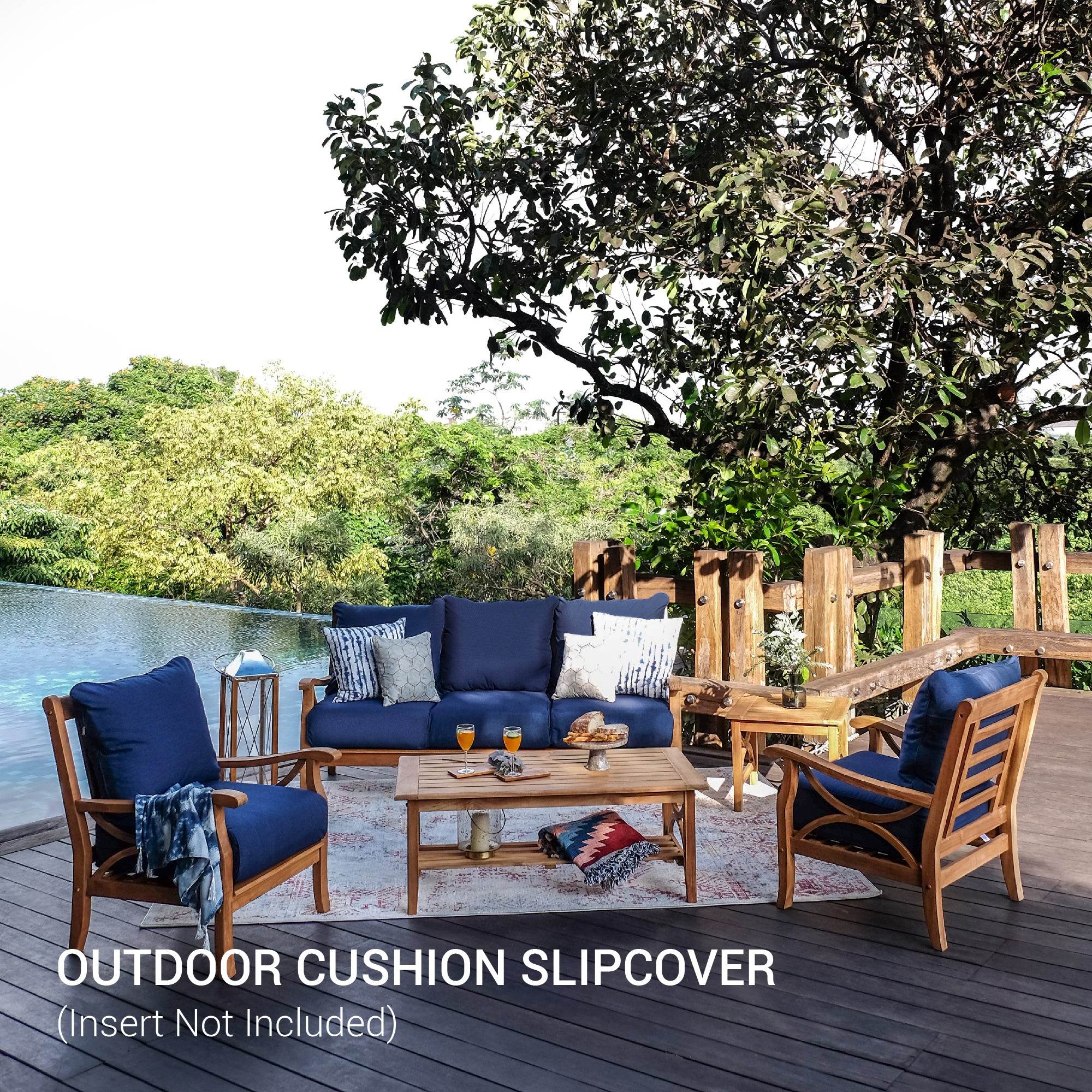 Sunbrella Indigo Outdoor Cushion Slipcover Replacement for Seating of Abbington 5 Piece Patio Conversation Set - Image 2