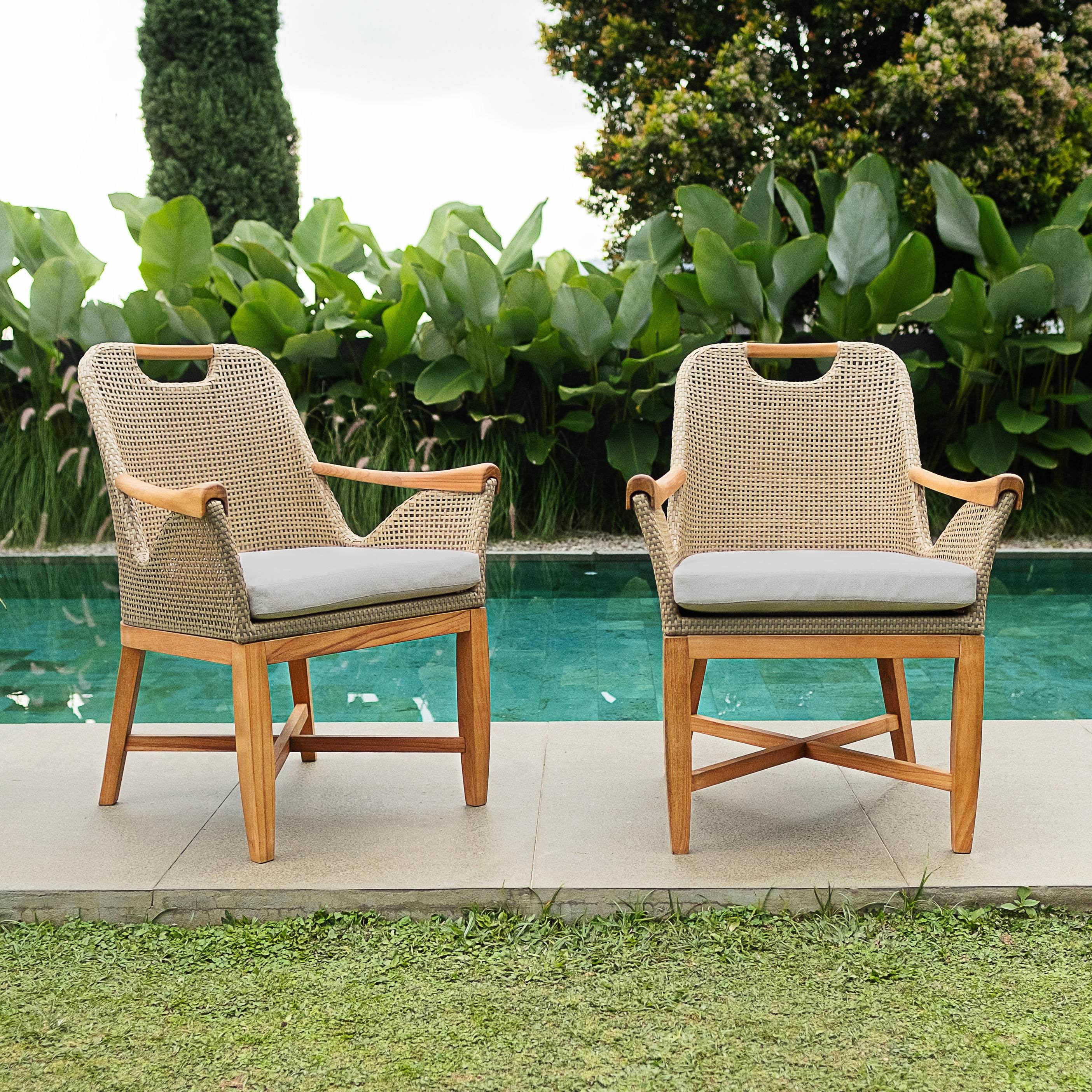 Sydney Teak Wood 3 Pieces Outdoor Dining Chair with Side Table - Image 3