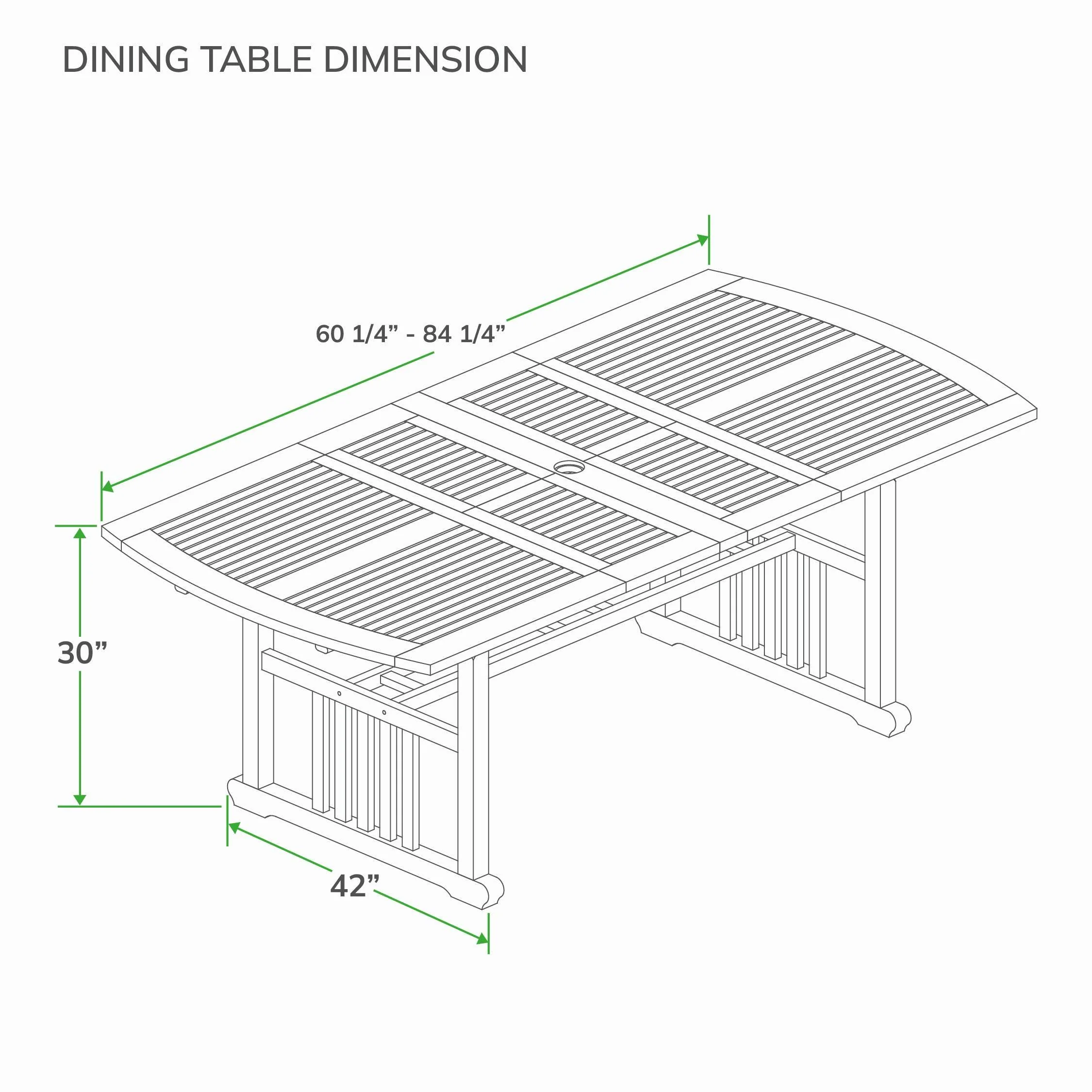 Sydney Teak Wood 7 Pieces Outdoor Extendable Dining Set - Image 16