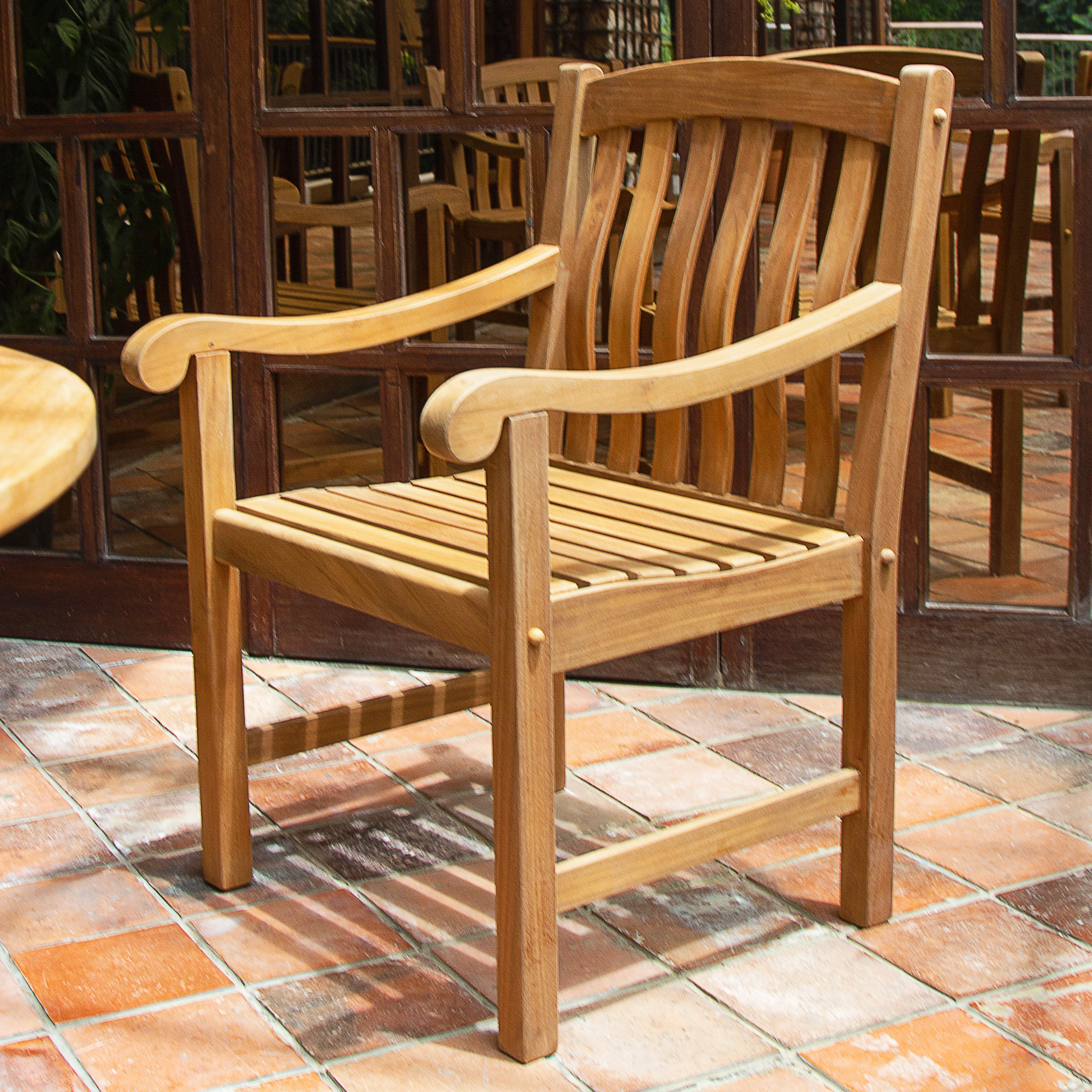 Vermont Teak Wood 6 Piece Outdoor Dining Table Set - Image 3